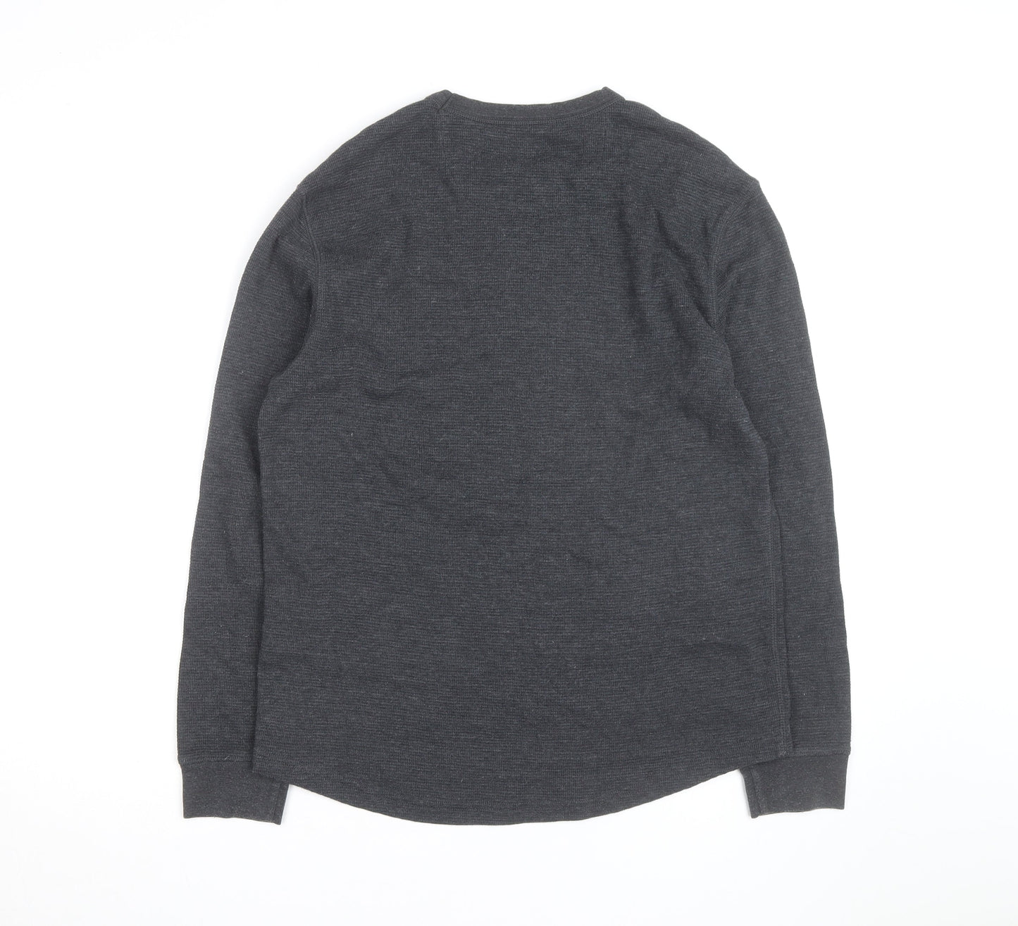 American Eagle Men Grey Waffle Knit Pullover Jumper M