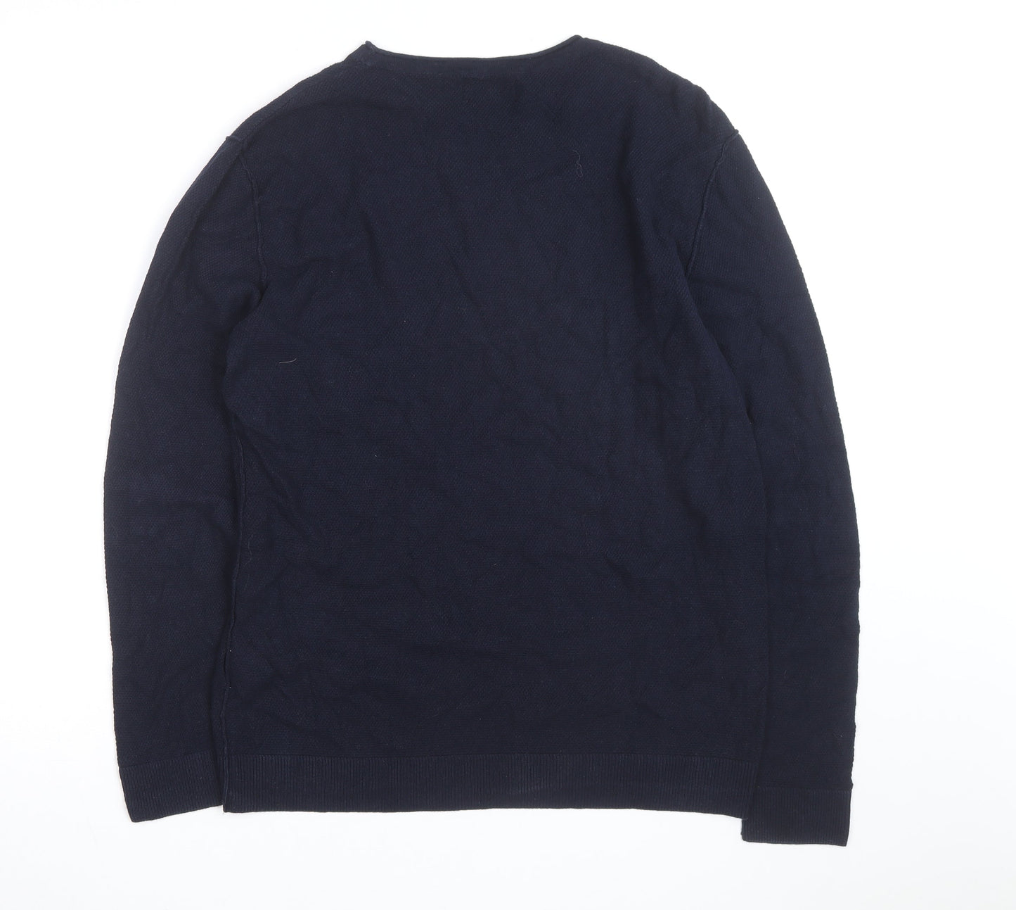 Jack & Jones Men's Blue Cotton Crew Neck Pullover Jumper Size L