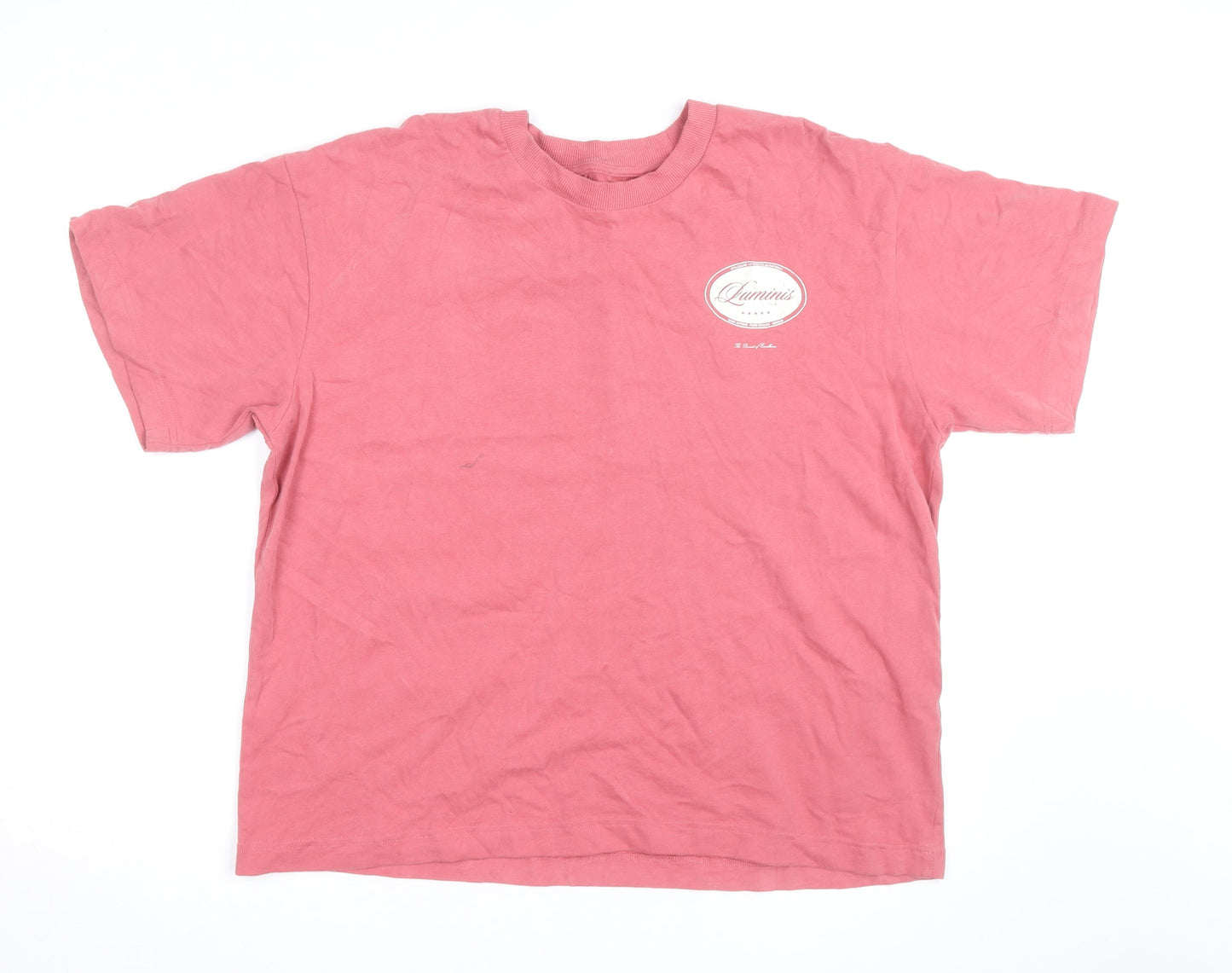 River Island Men Pink Luminis Studios Graphic T-Shirt L Cotton