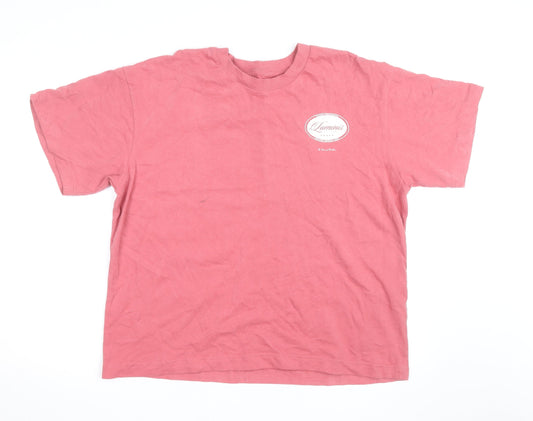 River Island Men Pink Luminis Studios Graphic T-Shirt L Cotton
