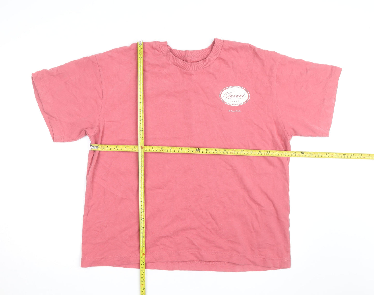 River Island Men Pink Luminis Studios Graphic T-Shirt L Cotton