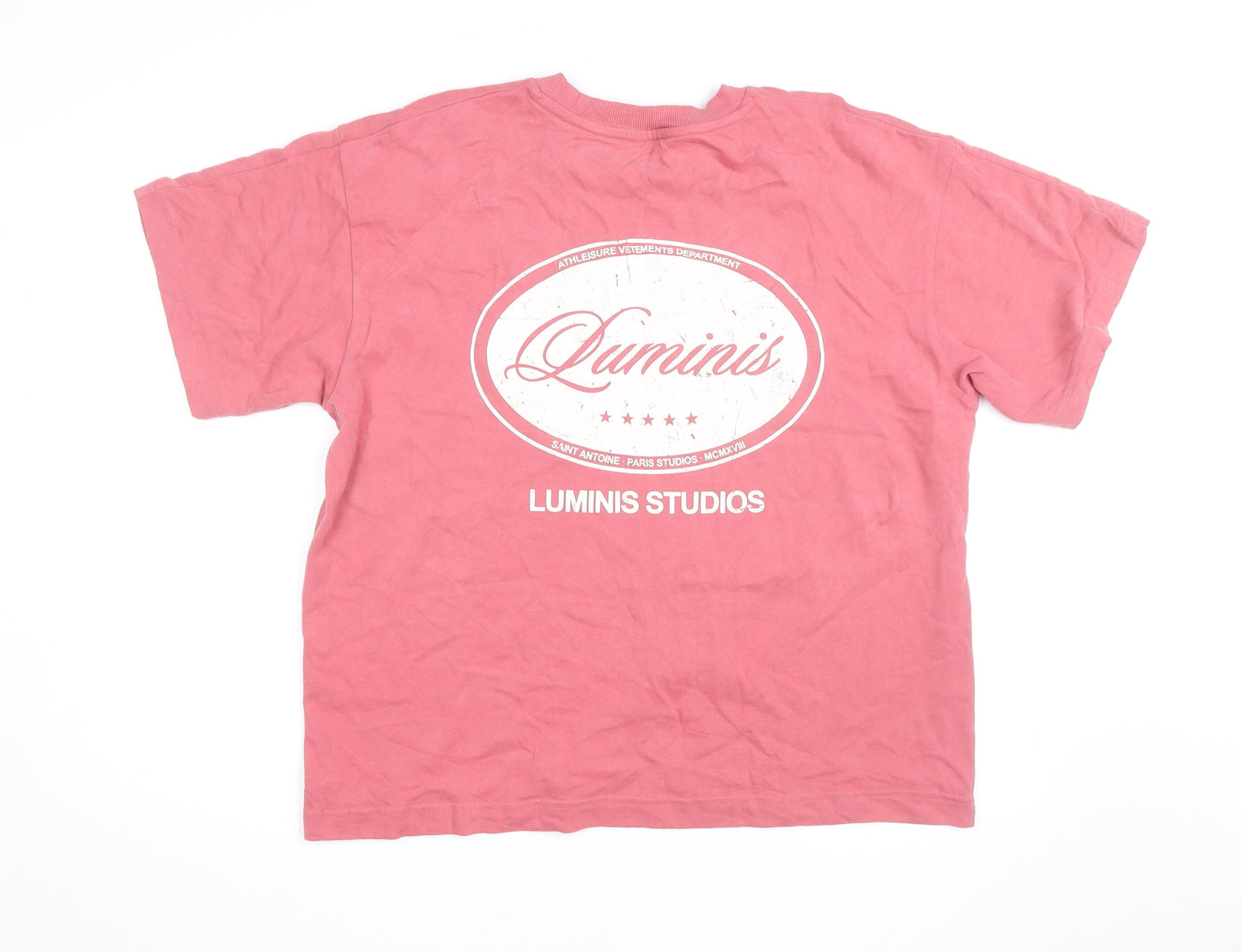 River Island Men Pink Luminis Studios Graphic T-Shirt L Cotton