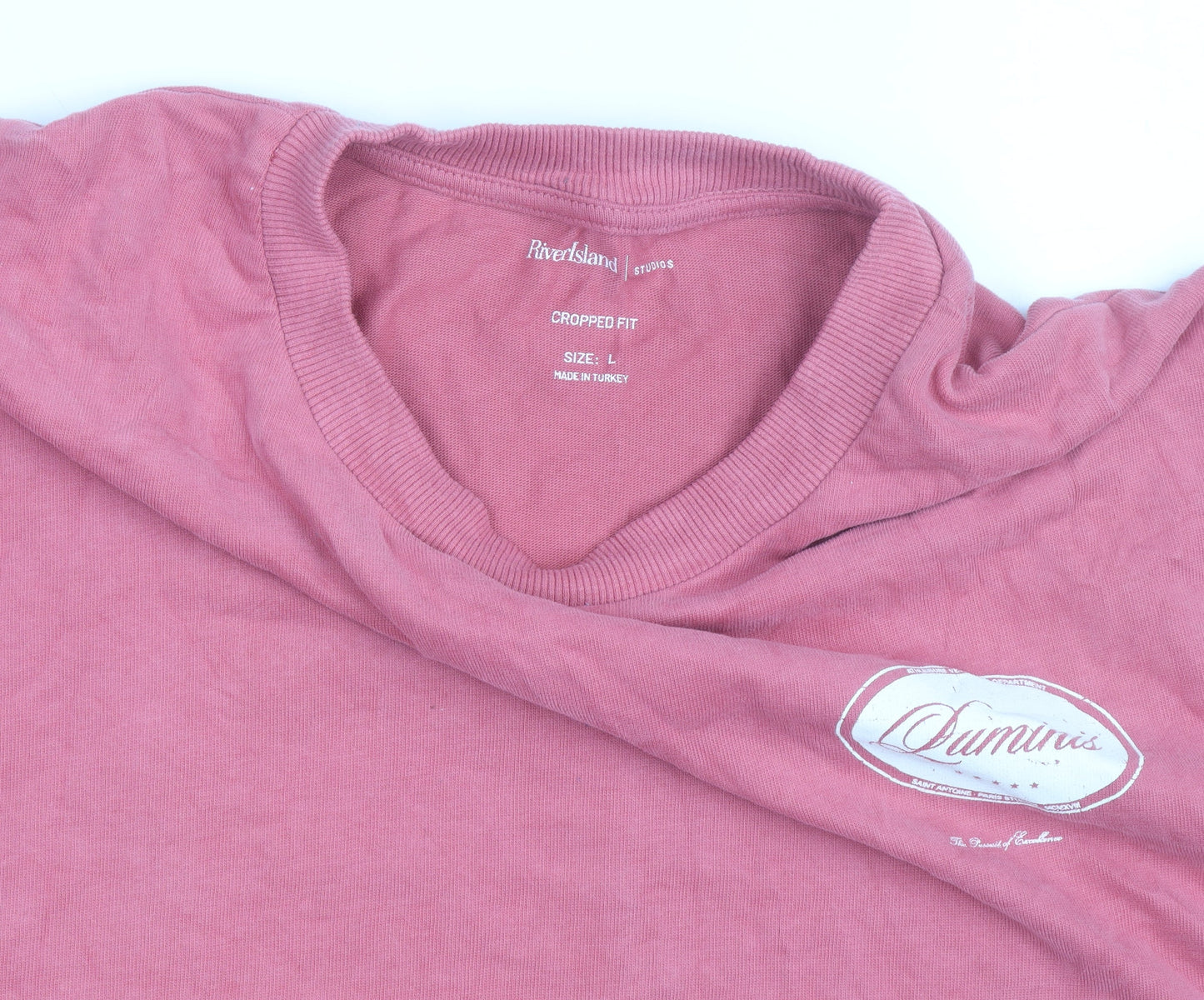 River Island Men Pink Luminis Studios Graphic T-Shirt L Cotton