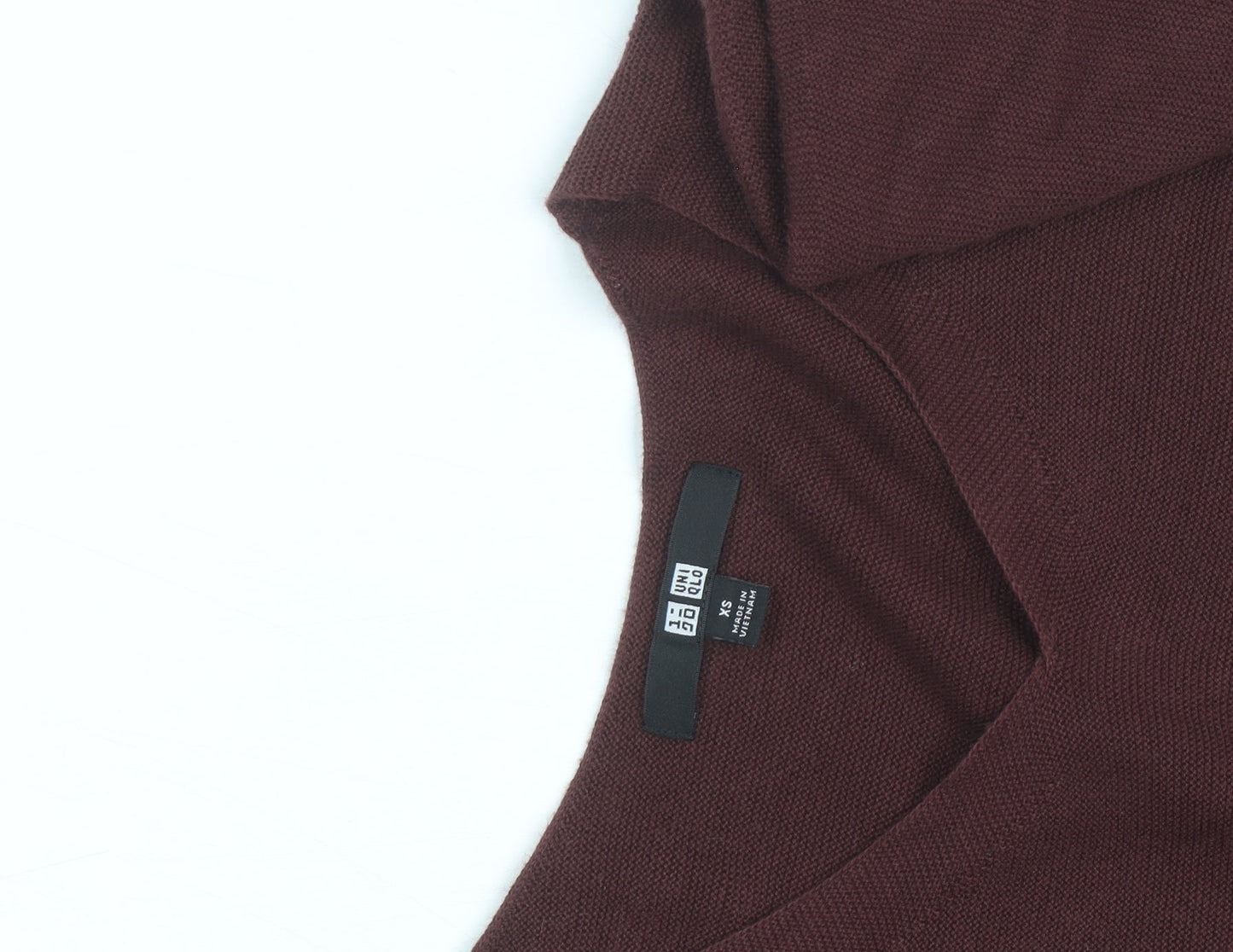Uniqlo Women Brown Wool V-Neck Long Sleeve Knee Length Sweater Dress XS