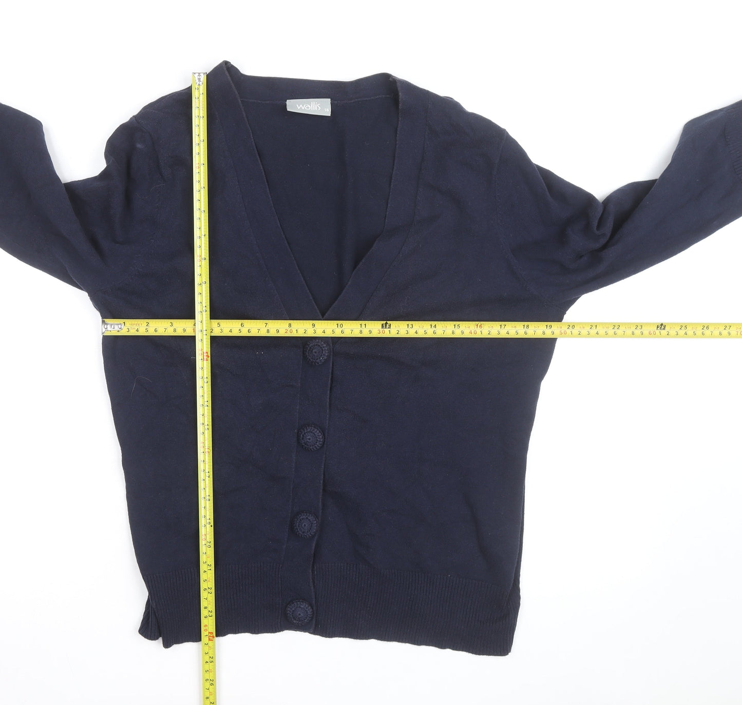 Wallis Women’s Blue V-Neck Button Cardigan Size 16