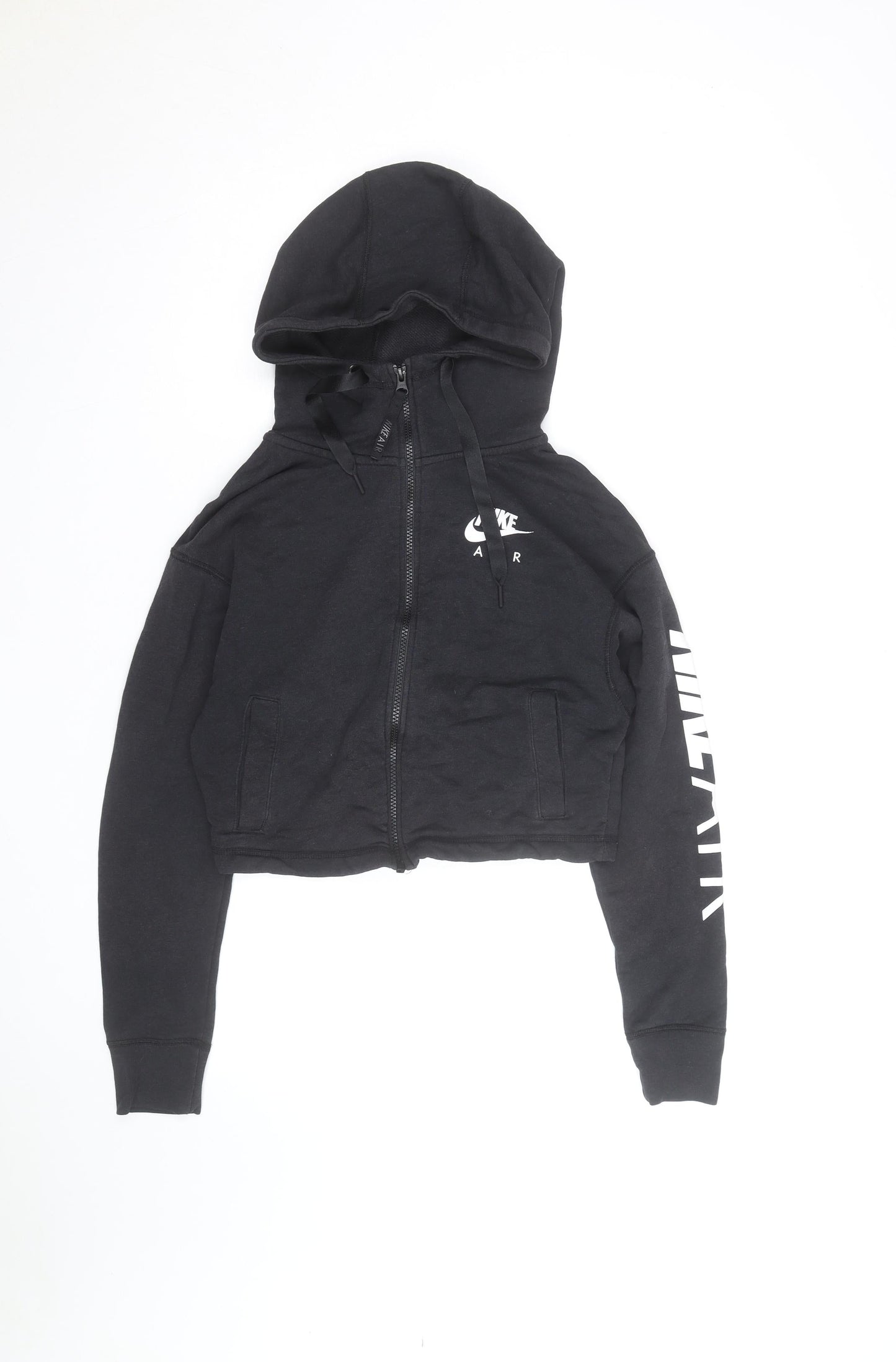 Nike Air Womens Black Cropped Full Zip Hoodie Size S