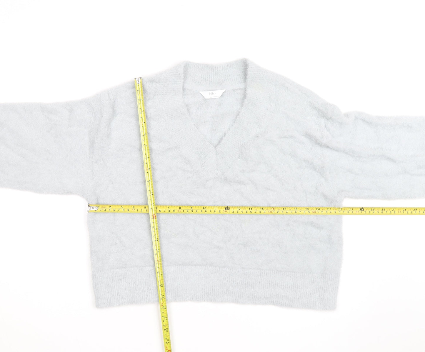 Marks and Spencer Women’s Grey V-Neck Pullover Jumper Size L