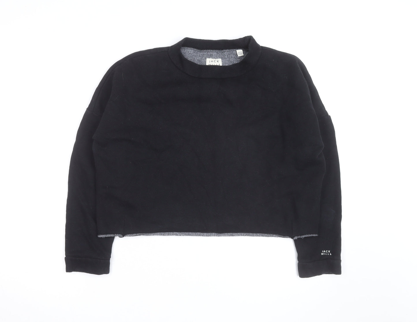 Jack Wills Womens Black UK 10 Cropped Pullover Sweatshirt