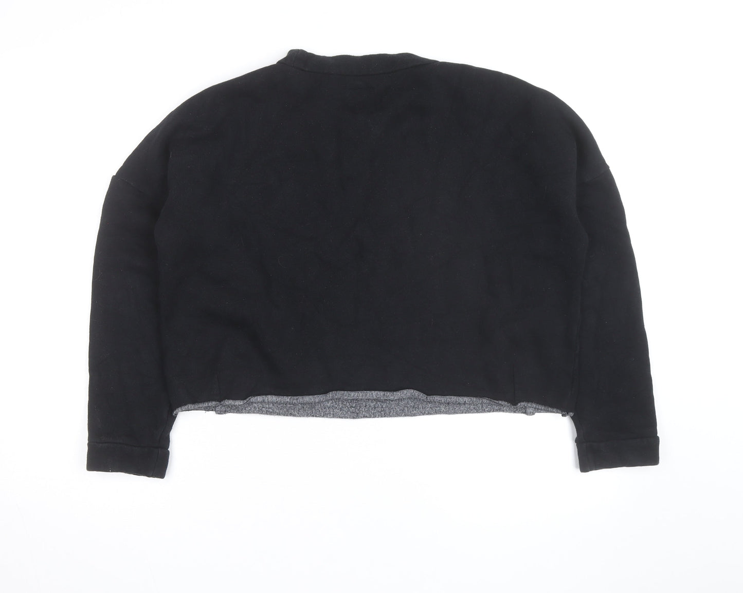 Jack Wills Womens Black UK 10 Cropped Pullover Sweatshirt