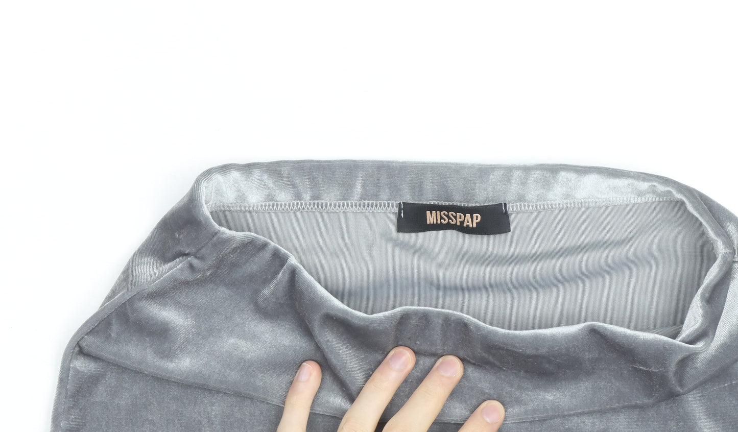 Misspap Women’s Grey Velvet Stretch Pencil Skirt Size 10