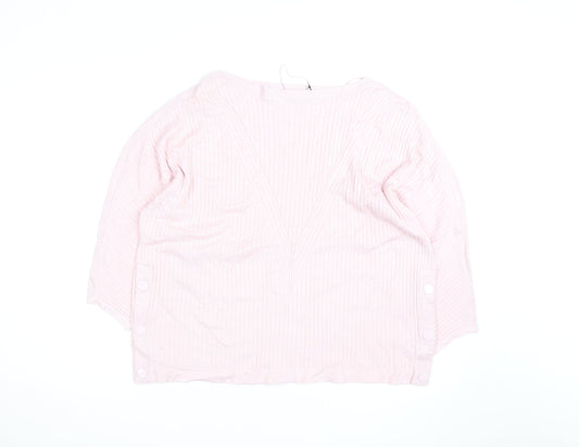 Marks and Spencer Women Pink XL Ribbed V-Neck Pullover Jumper