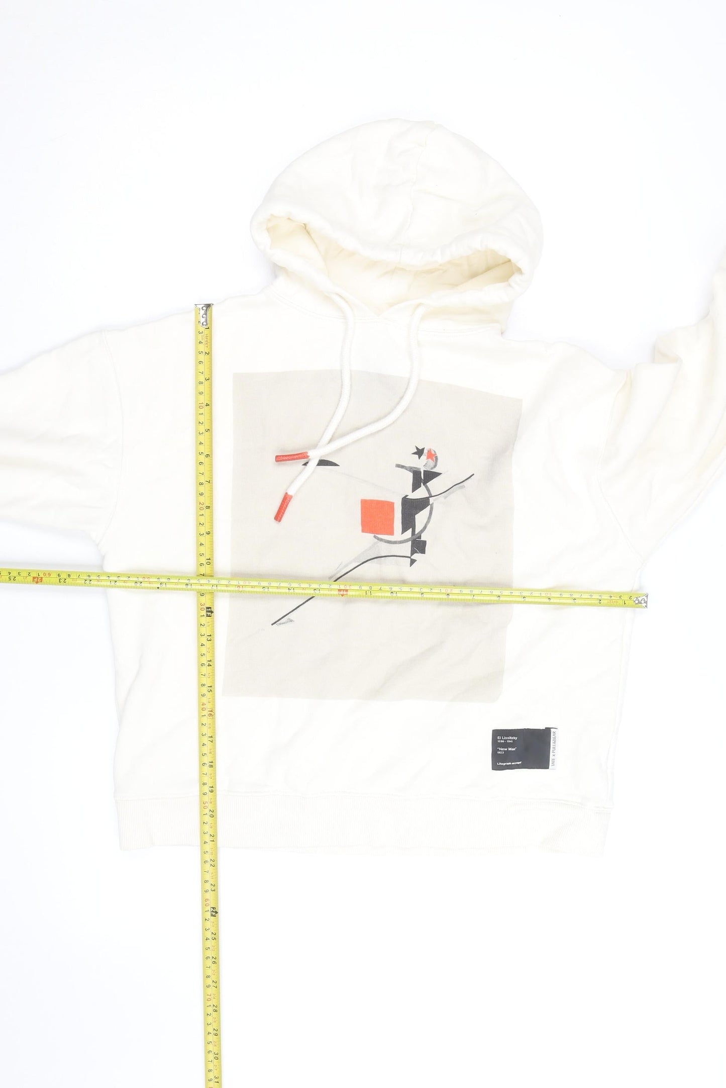 Pull&Bear Men's White Graphic Art Hoodie Size L Pullover Fleece