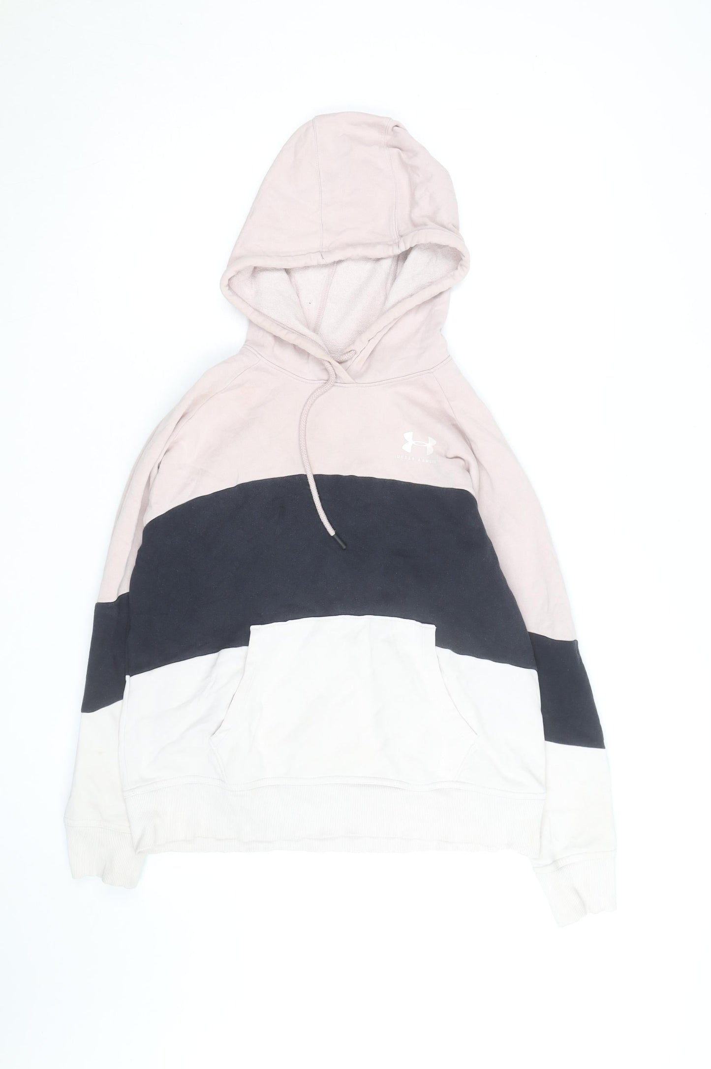 Under Armour Men's Beige Colour Block Pullover Hoodie Size S