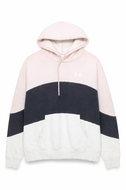 Under Armour Men's Beige Colour Block Pullover Hoodie Size S