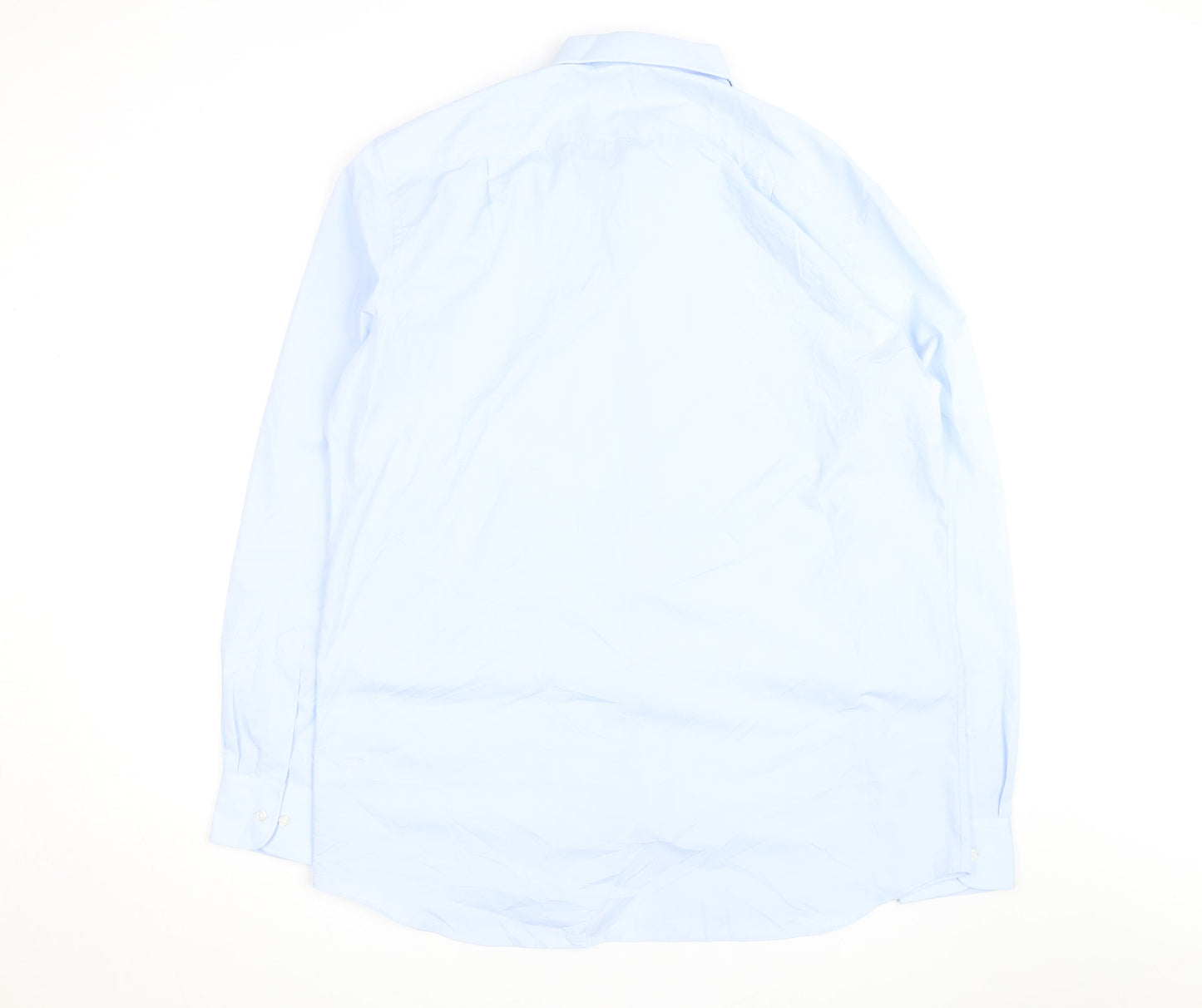 Marks and Spencer Men's Light Blue Regular Fit Long Sleeve Button-Up Shirt 17L