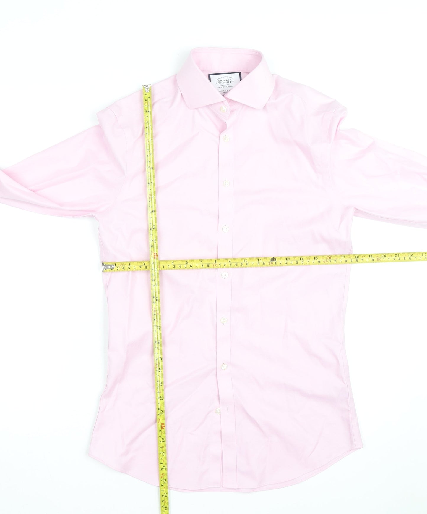 Charles Tyrwhitt Men's Pink Slim Fit Long Sleeve Cotton Shirt 15/38