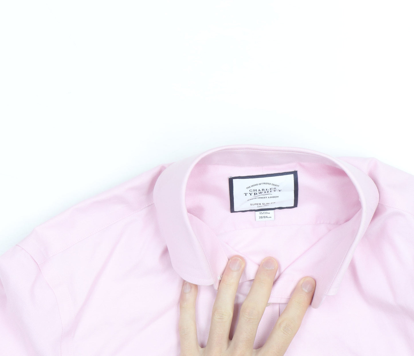 Charles Tyrwhitt Men's Pink Slim Fit Long Sleeve Cotton Shirt 15/38