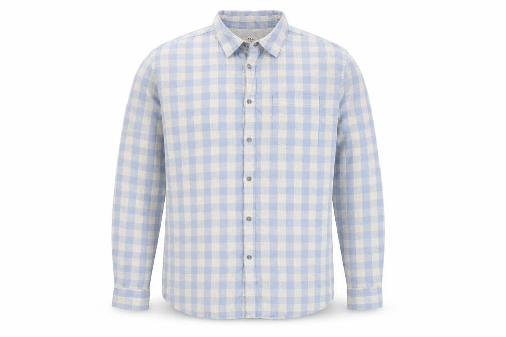 Marks & Spencer Men's Blue Check Regular Fit 2XL Long Sleeve Shirt