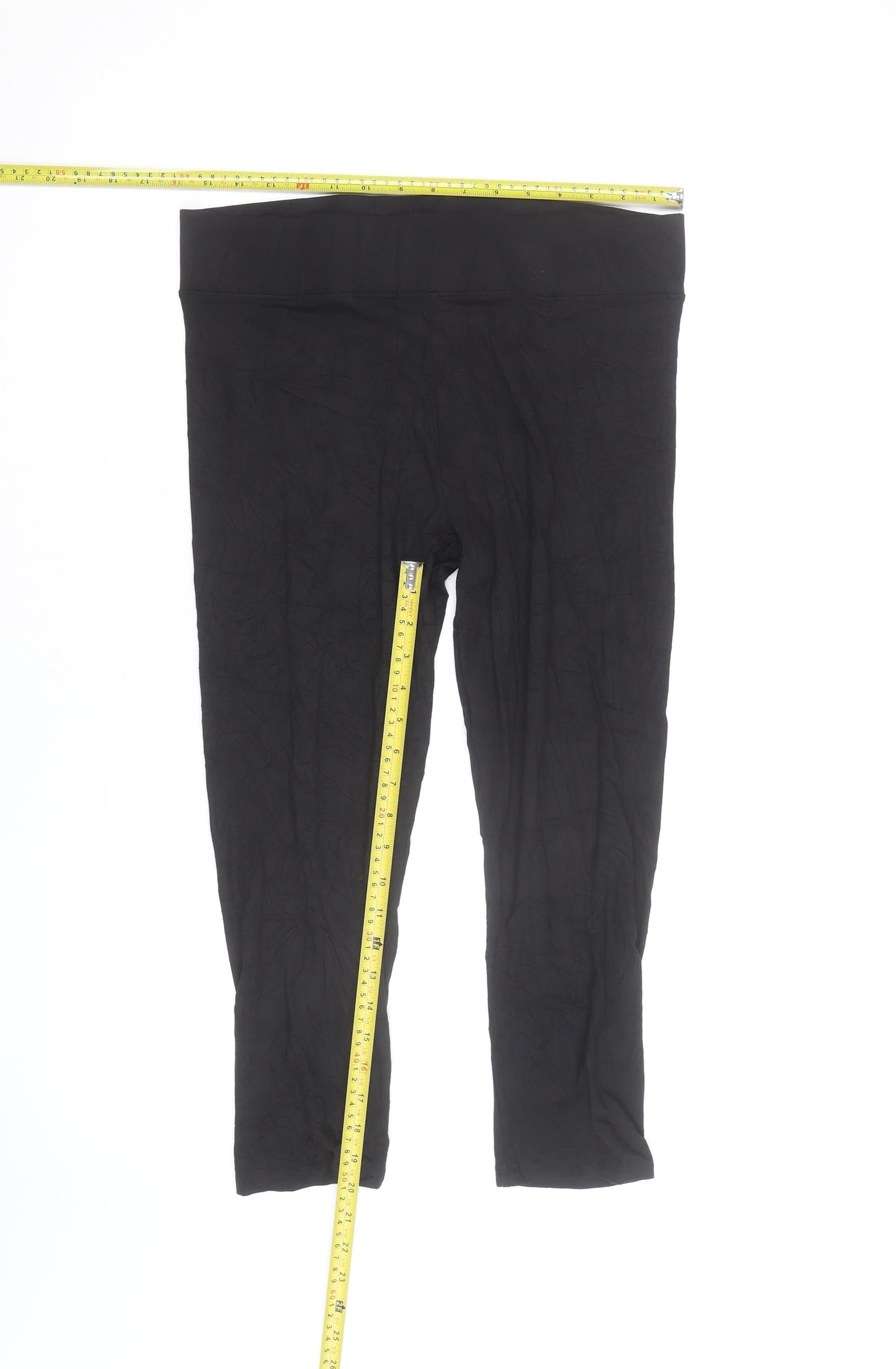 Marks and Spencer Women’s Black Capri Leggings L Jersey Cotton Stretch