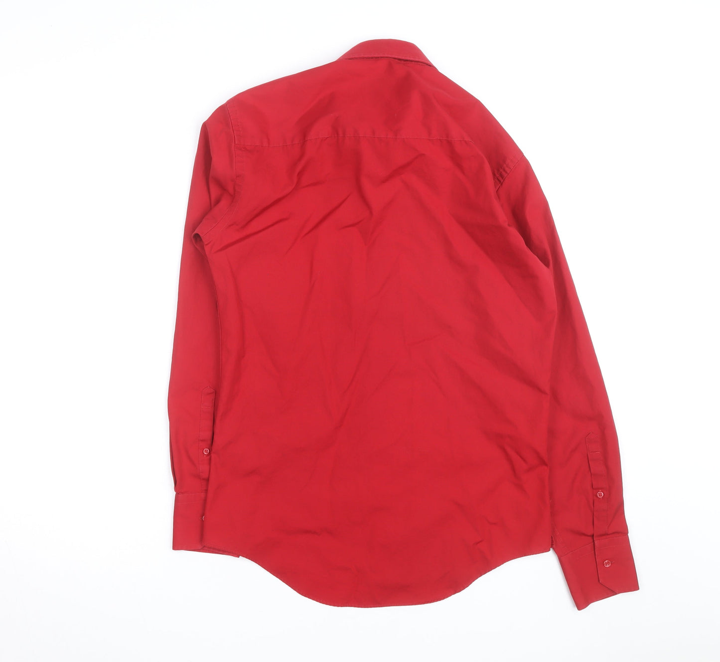 Next Men's Red Slim Fit Long Sleeve Button-Up Shirt Size M