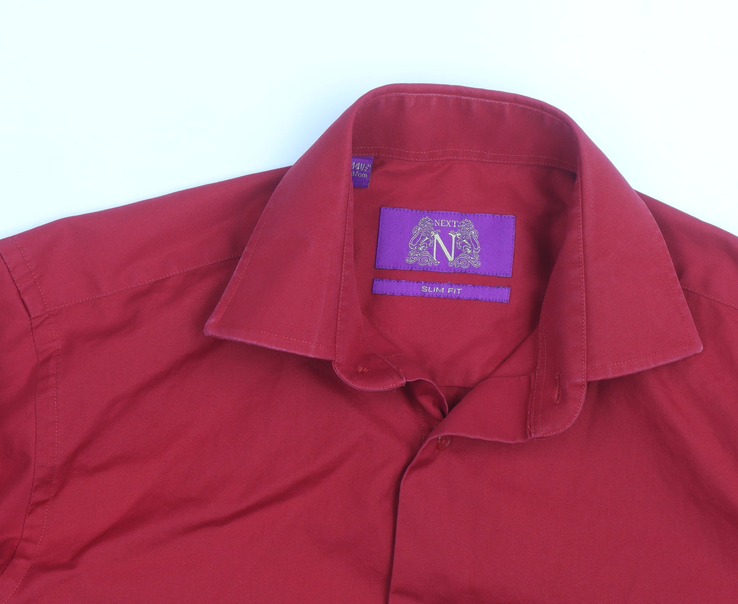 Next Men's Red Slim Fit Long Sleeve Button-Up Shirt Size M