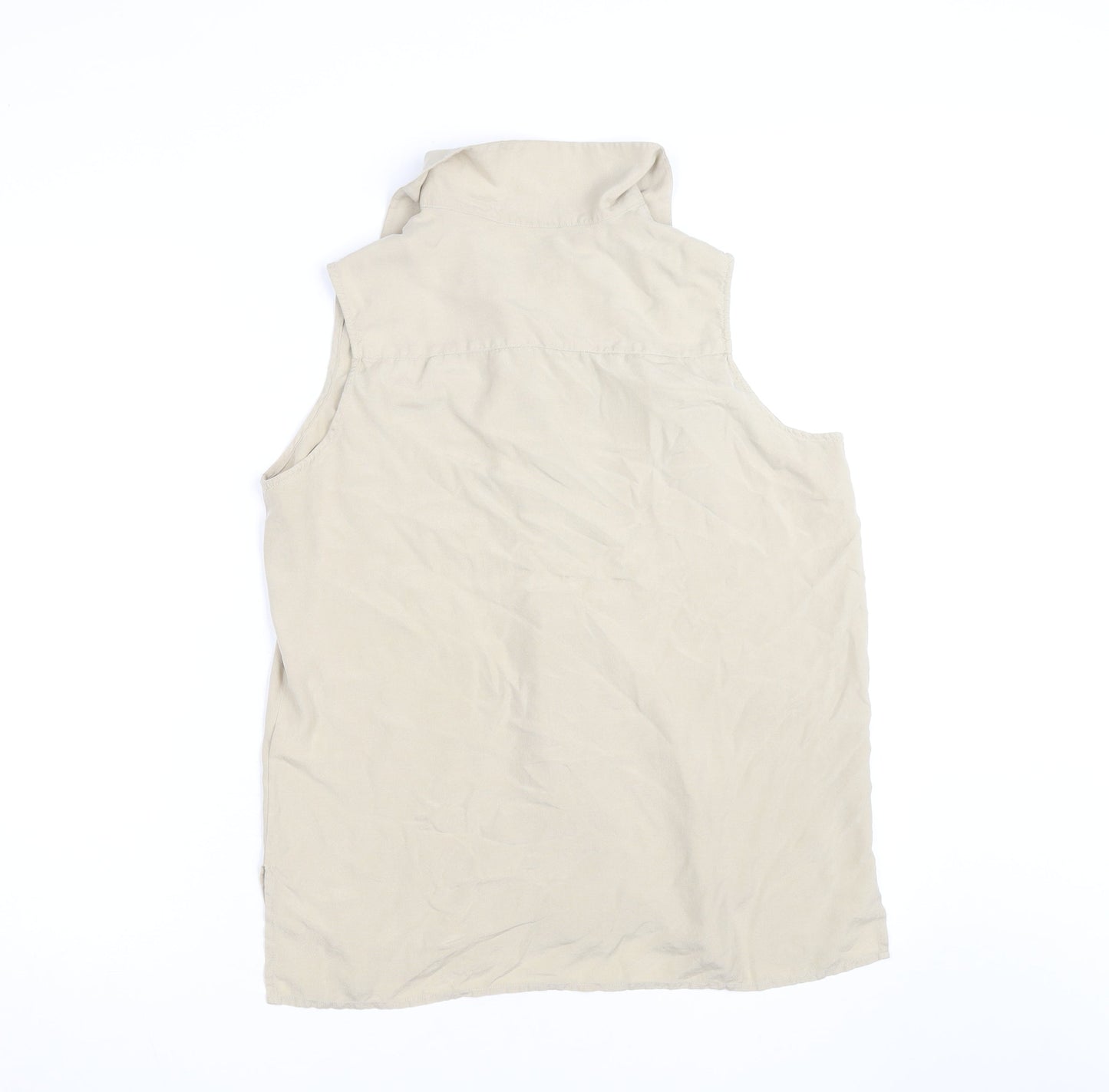 Journal Womens Beige Silk Sleeveless Collared Blouse Size 12