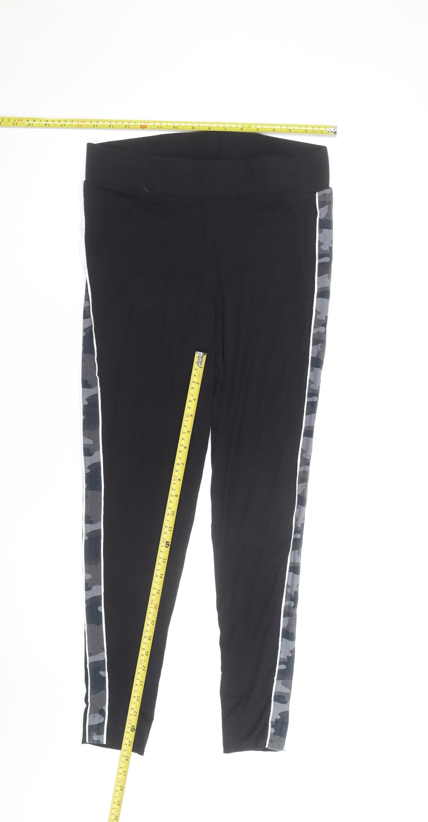 Marks and Spencer Women's Black Camouflage Stripe Leggings Size 16