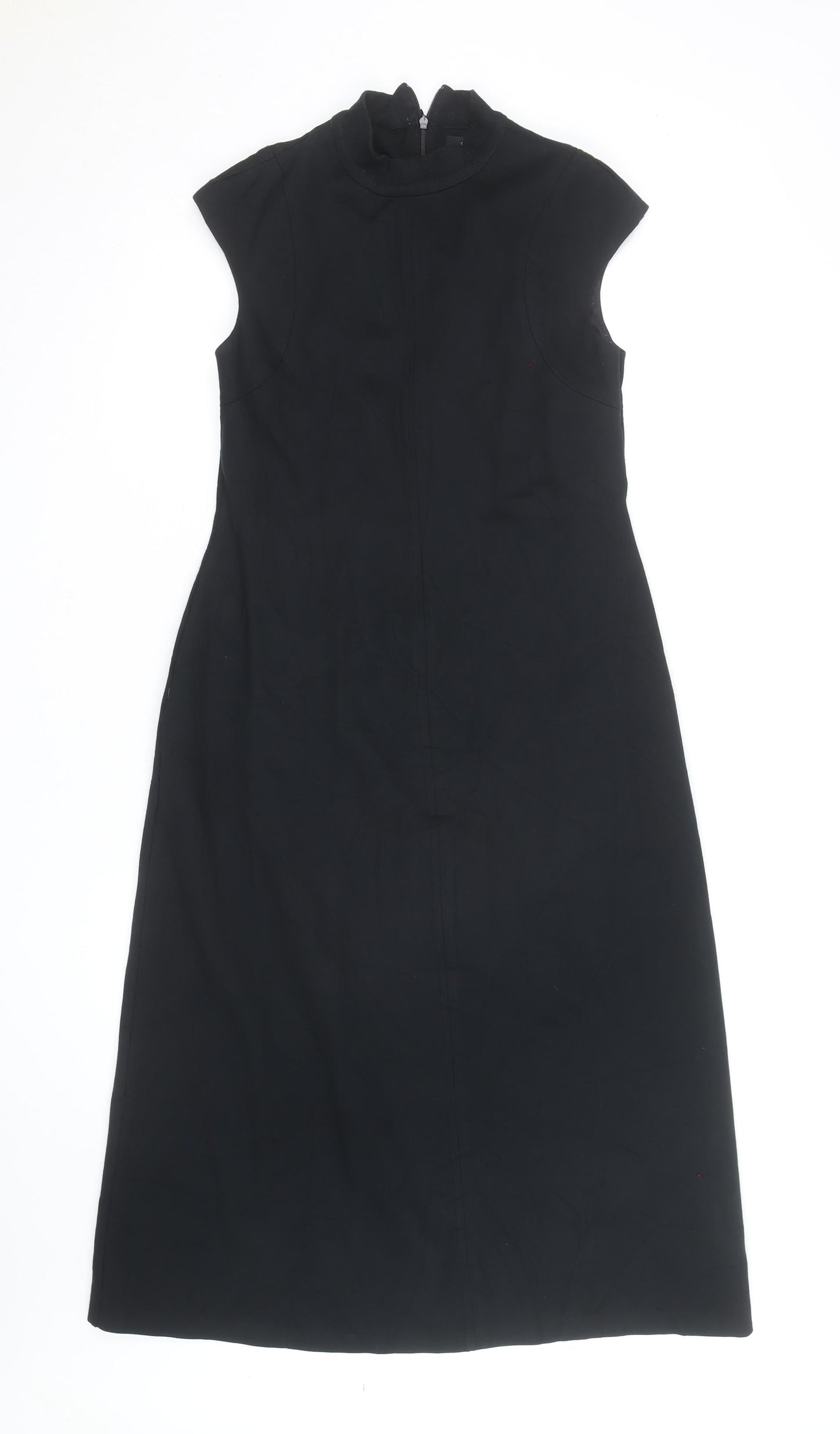 Zara Women Black Size 10 Sheath Midi Sleeveless Dress