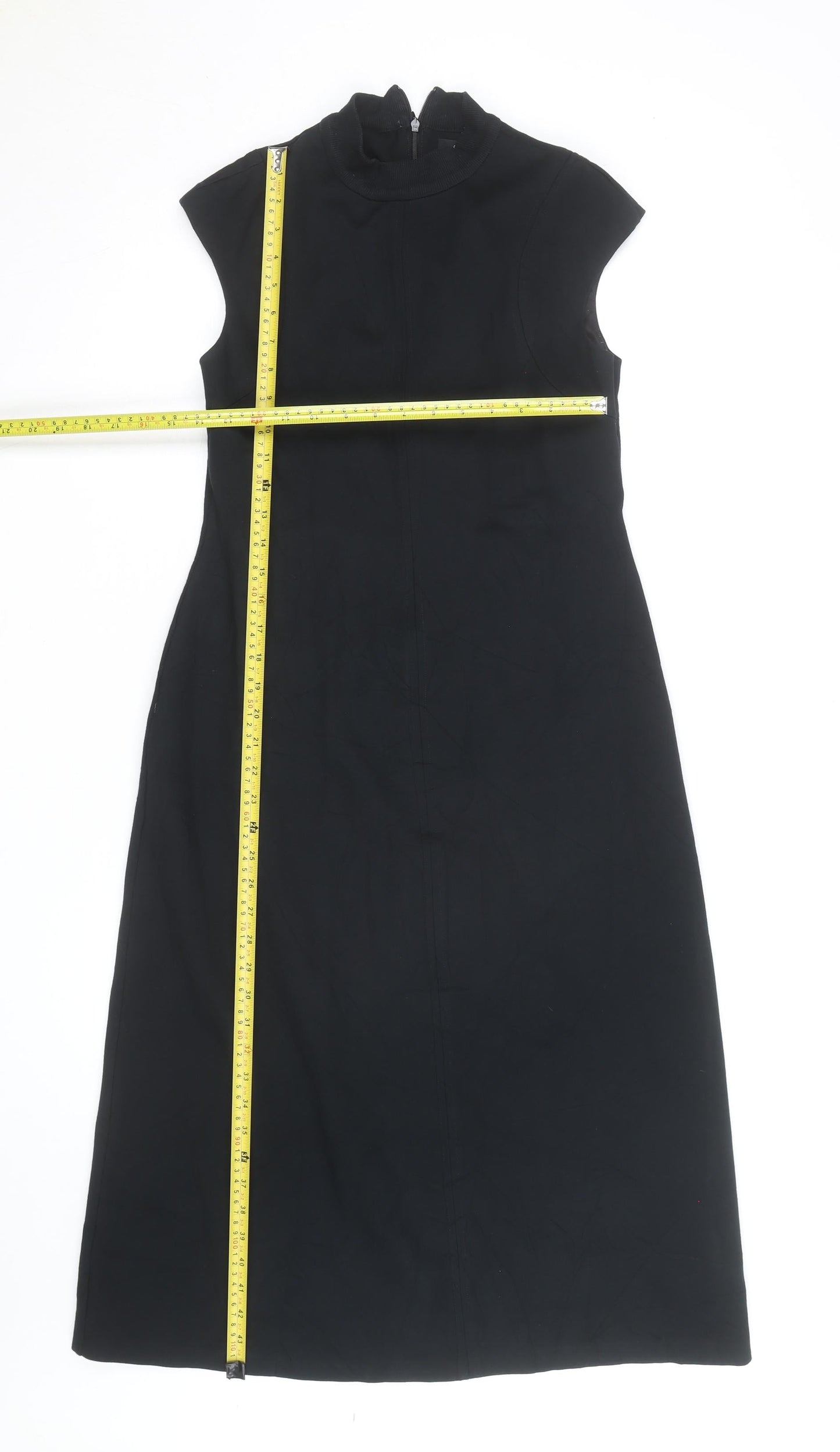Zara Women Black Size 10 Sheath Midi Sleeveless Dress