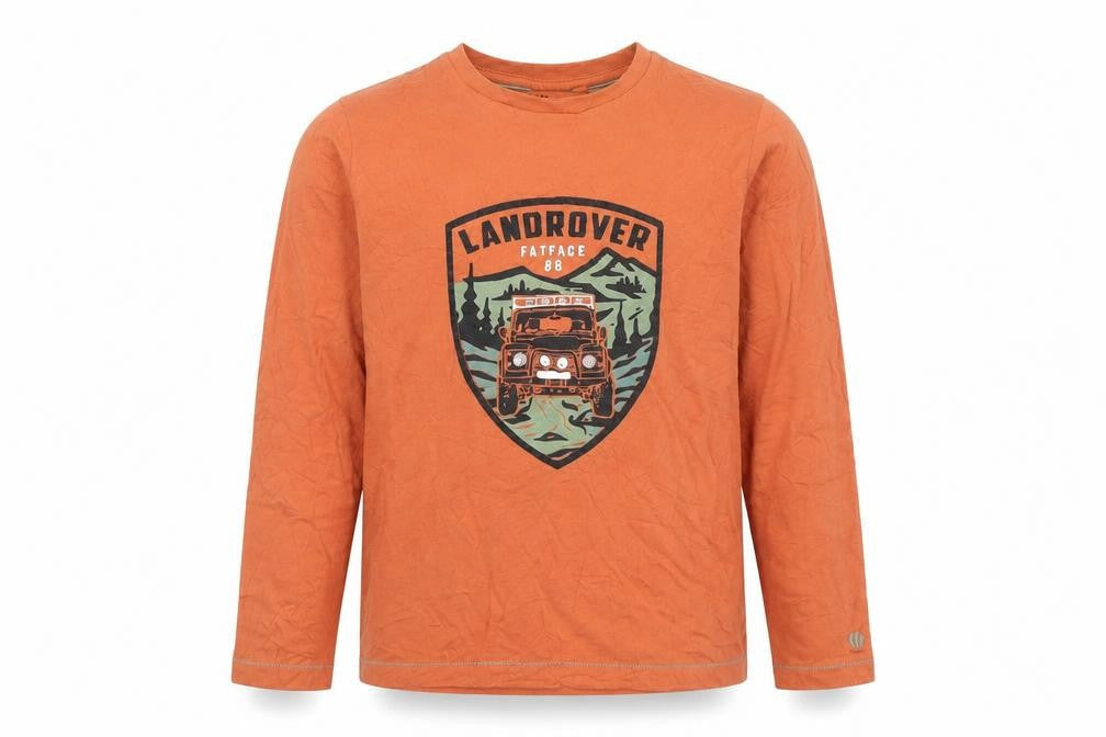 FatFace Boys Orange Land Rover Graphic Long Sleeve Cotton T-Shirt 11-12 Years