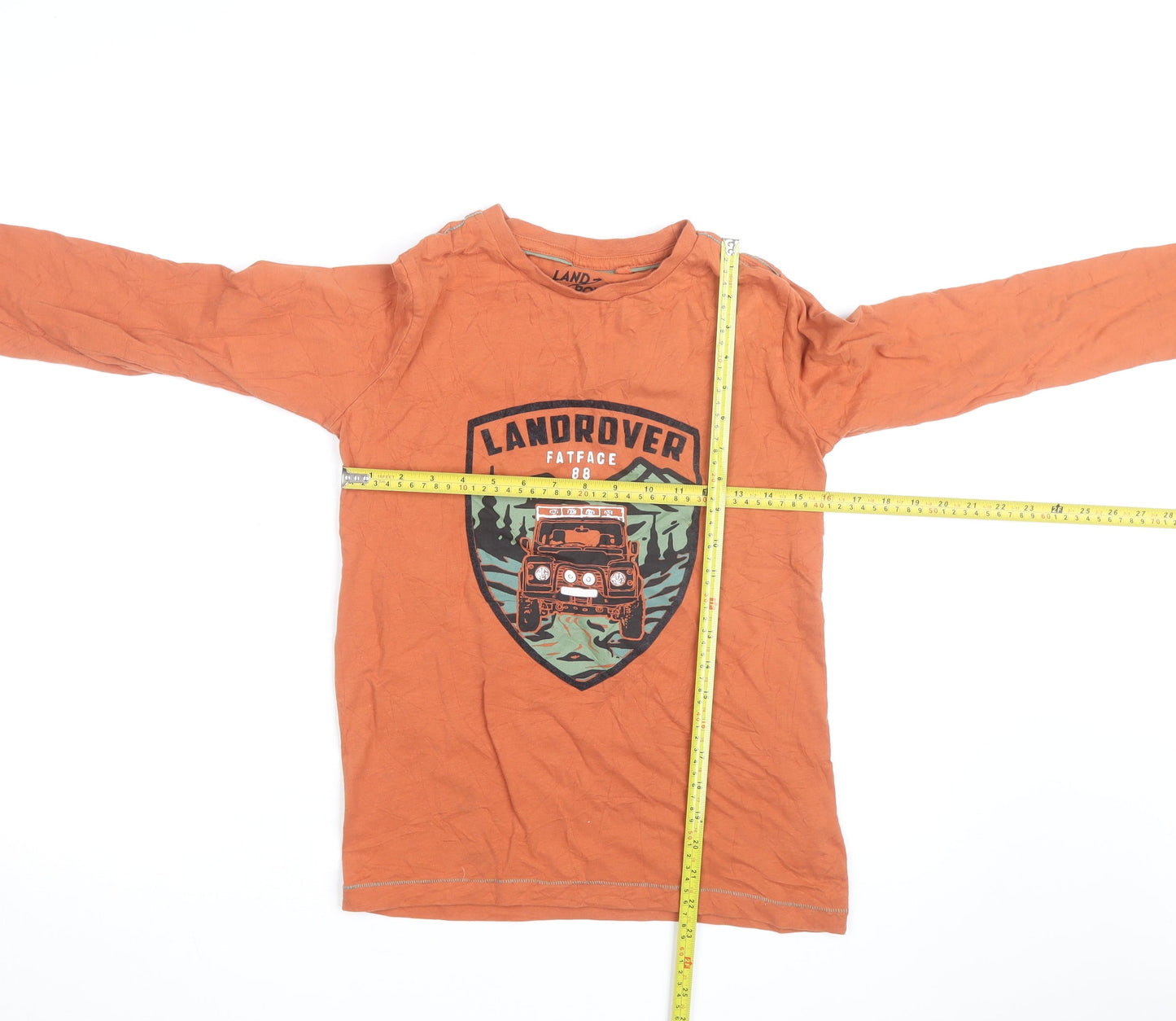 FatFace Boys Orange Land Rover Graphic Long Sleeve Cotton T-Shirt 11-12 Years