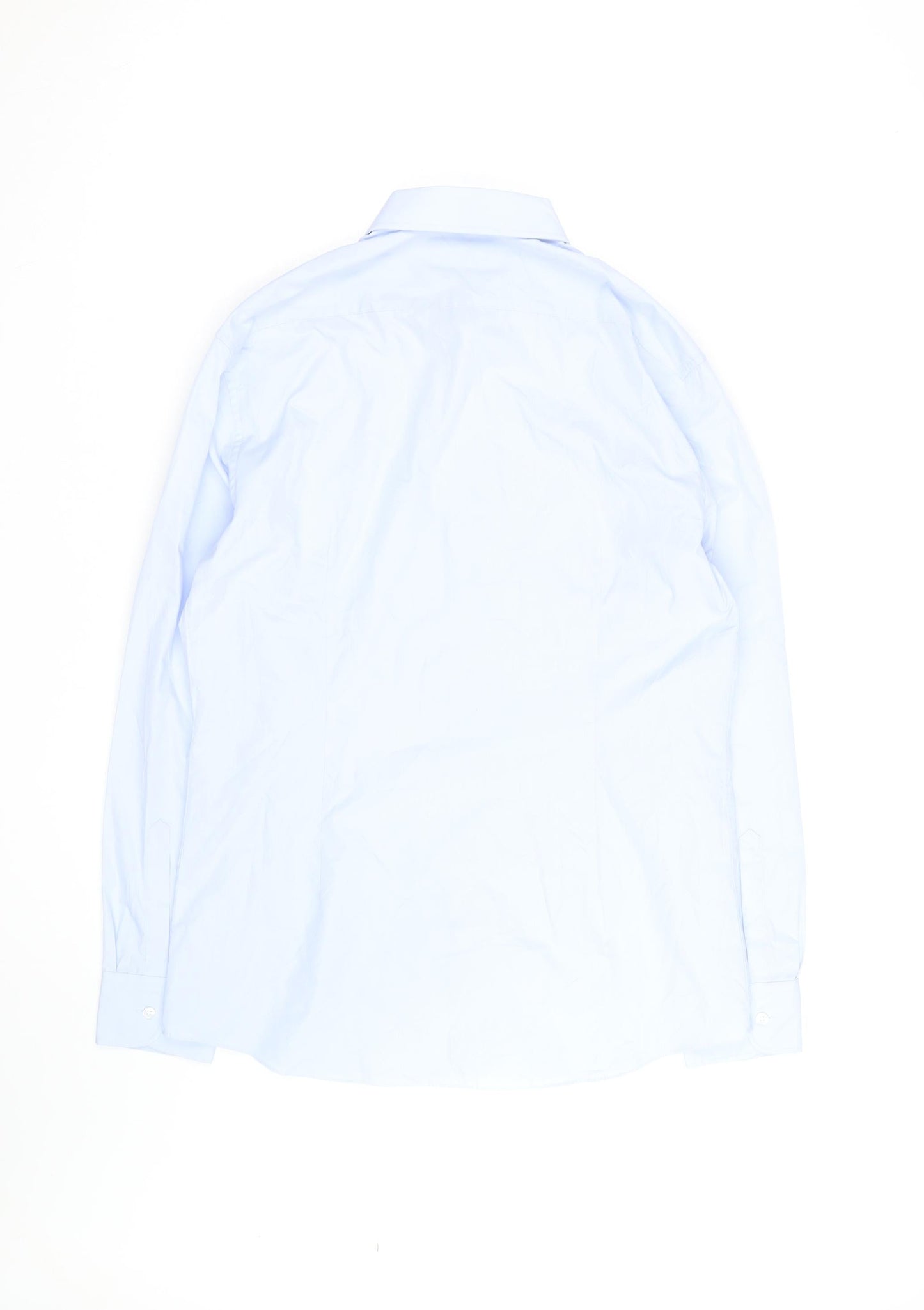 Marks and Spencer Men's Blue Slim Fit Long Sleeve Button-Up Shirt Size 16