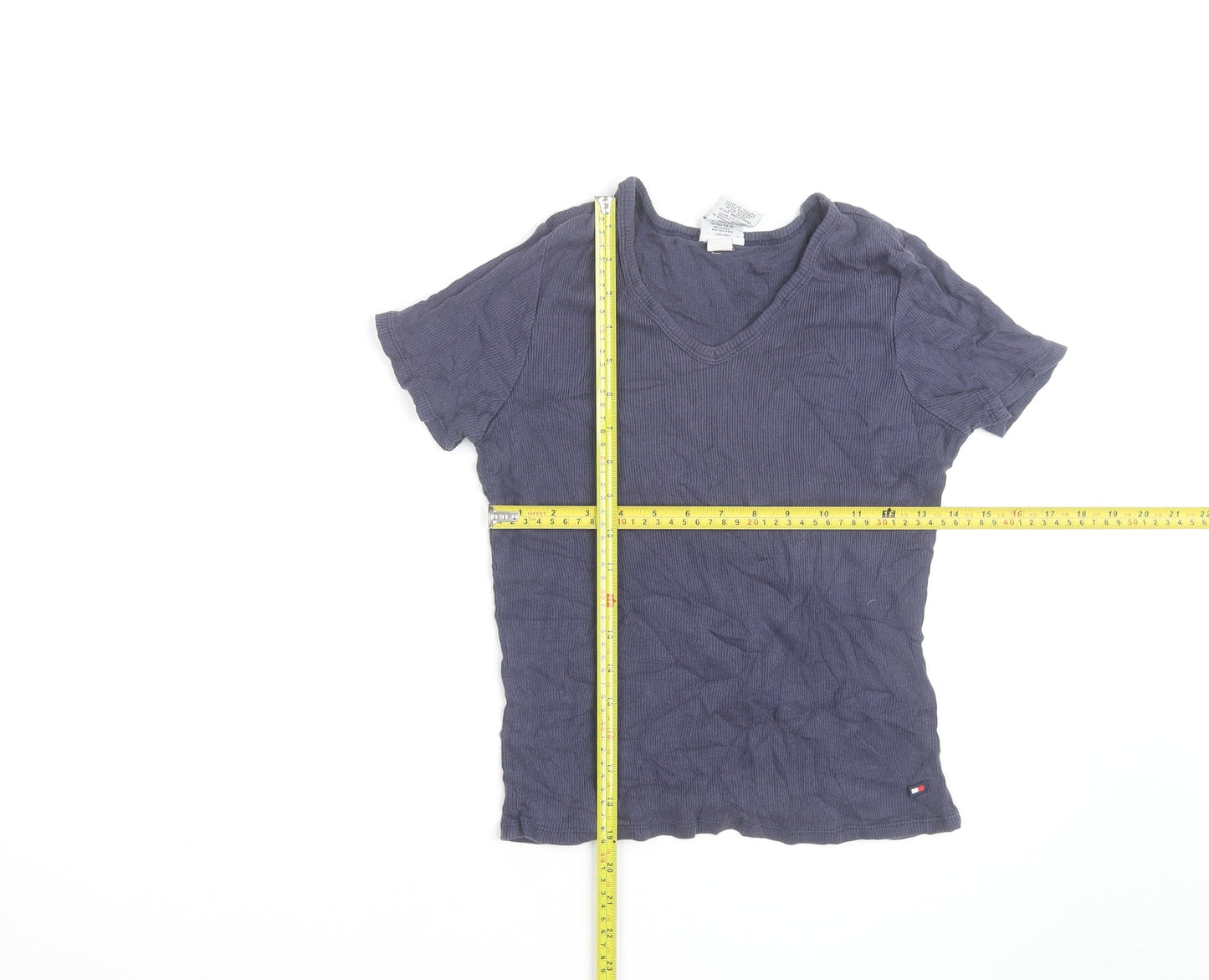 Tommy Jeans Women's Blue V-Neck Short Sleeve Cotton T-Shirt M