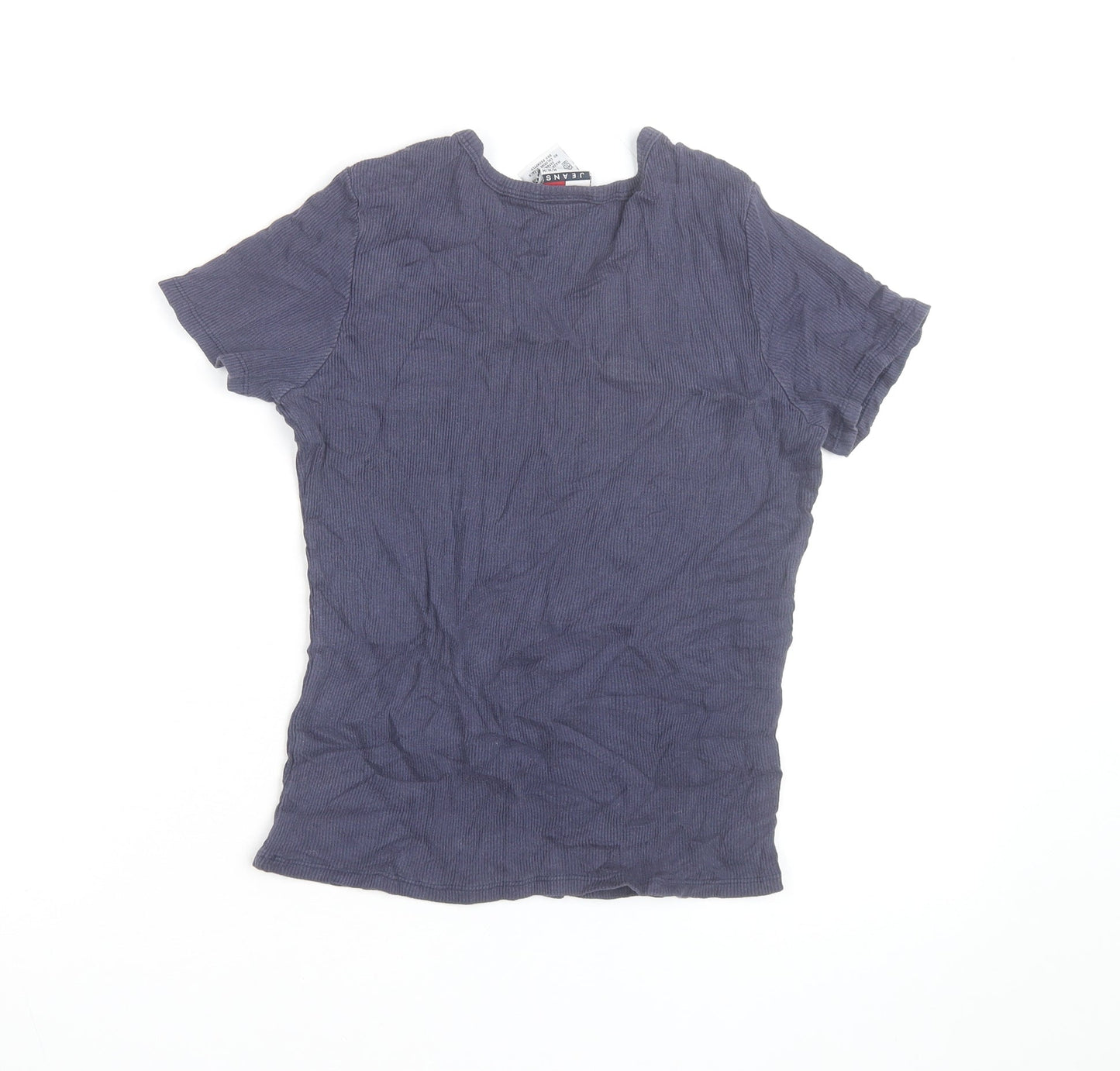 Tommy Jeans Women's Blue V-Neck Short Sleeve Cotton T-Shirt M