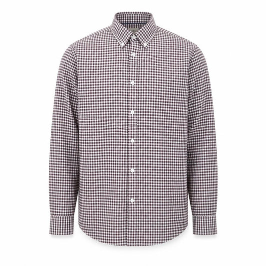 Marks & Spencer Men's Brown Check Regular Fit Long Sleeve Cotton Shirt Size M