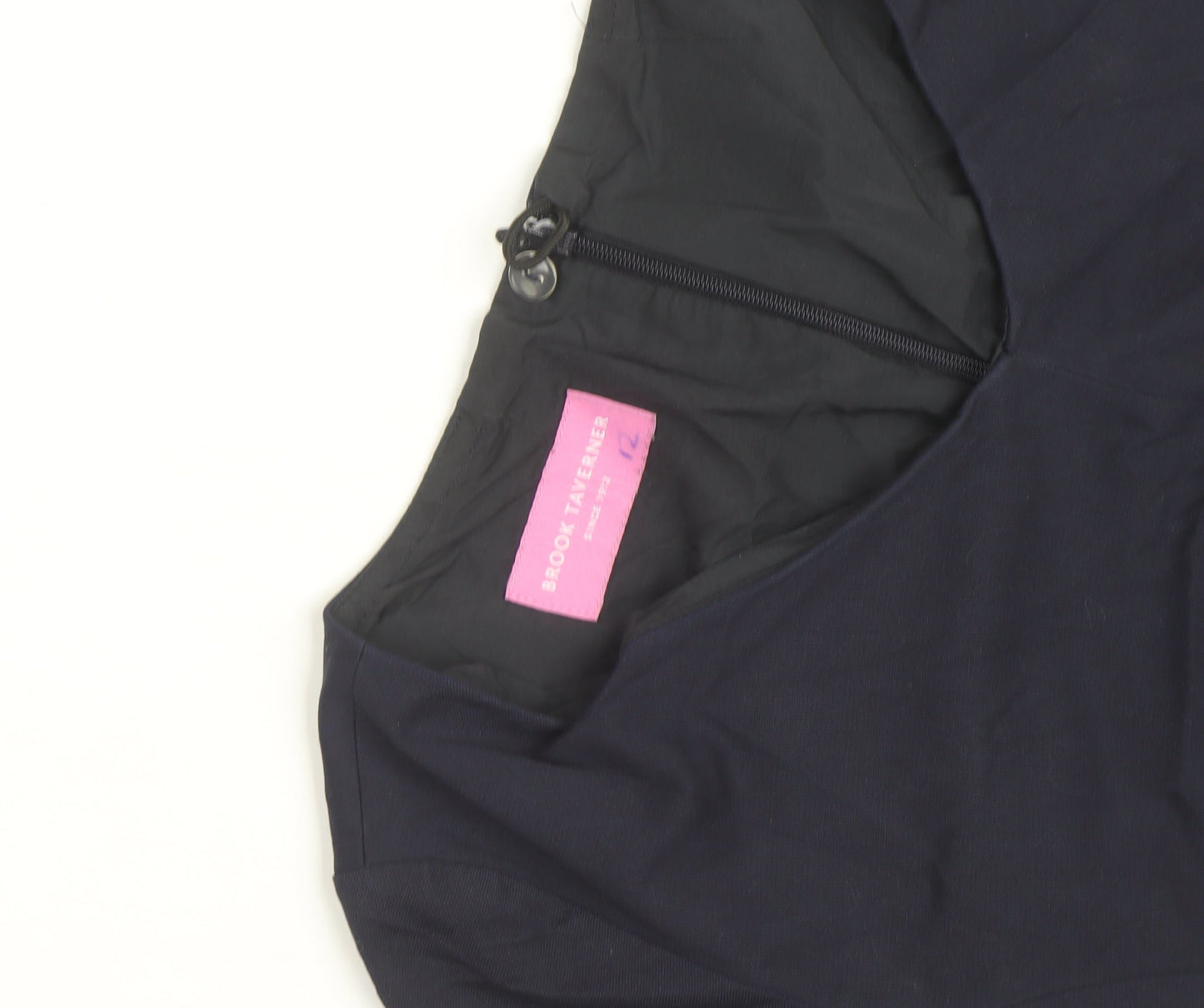Brook Taverner Women's Navy Blue V-Neck Sheath Work Dress Size 12