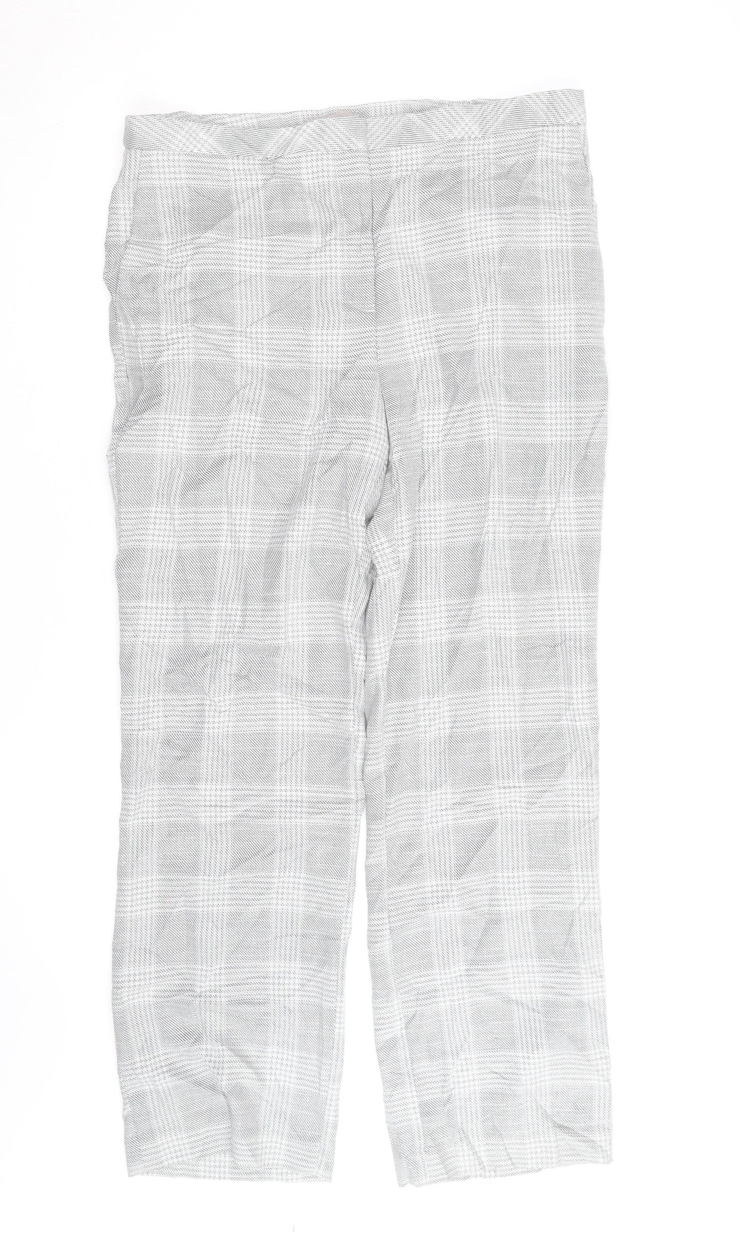 H&M Men's Grey Checked Slim Fit Chino Trousers Size M