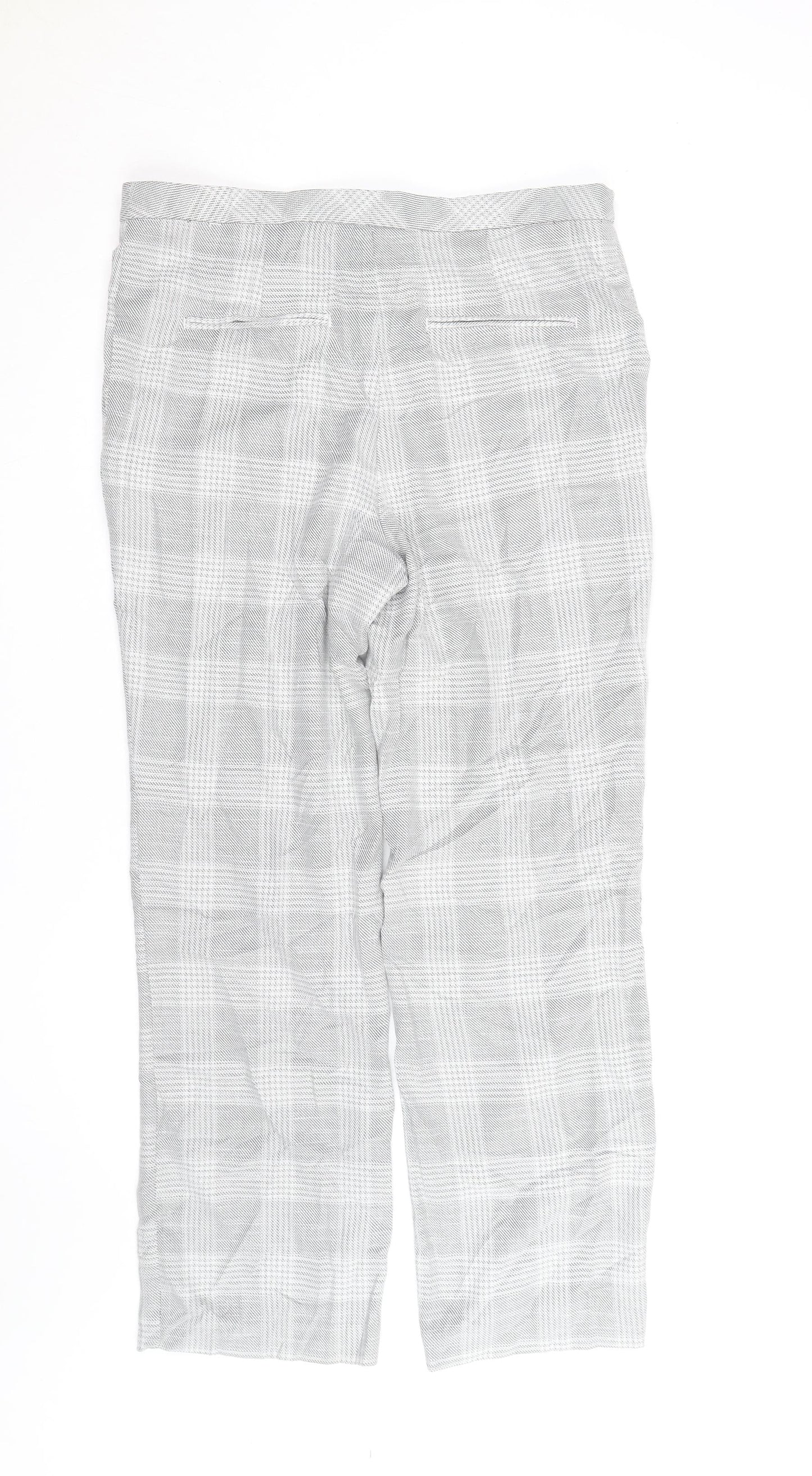 H&M Men's Grey Checked Slim Fit Chino Trousers Size M
