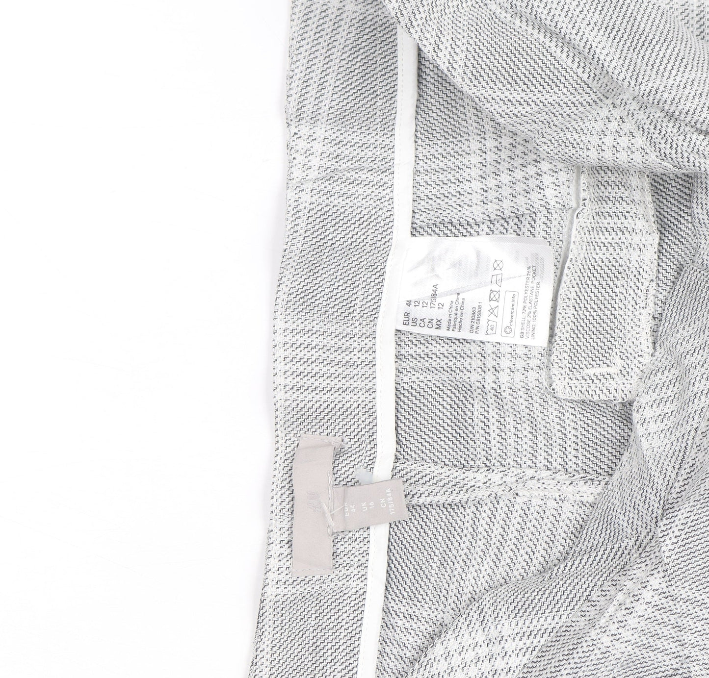 H&M Men's Grey Checked Slim Fit Chino Trousers Size M