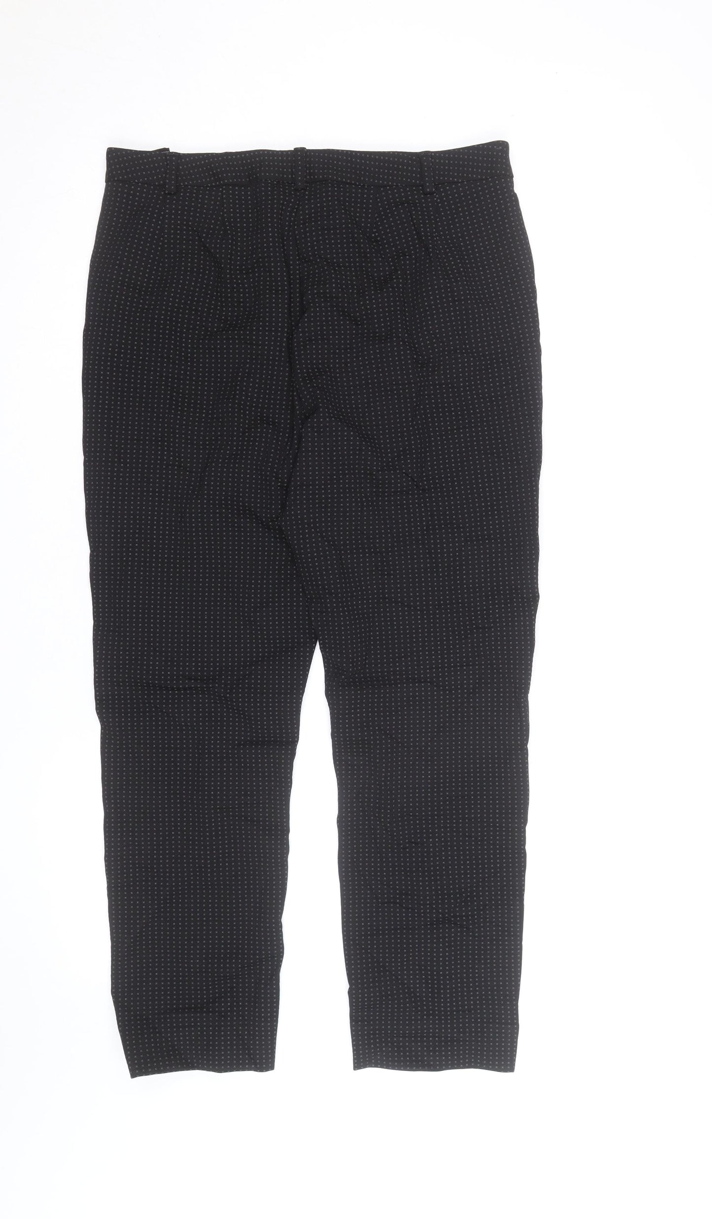 Marks and Spencer Women's Black Geometric Slim Trousers Size 12