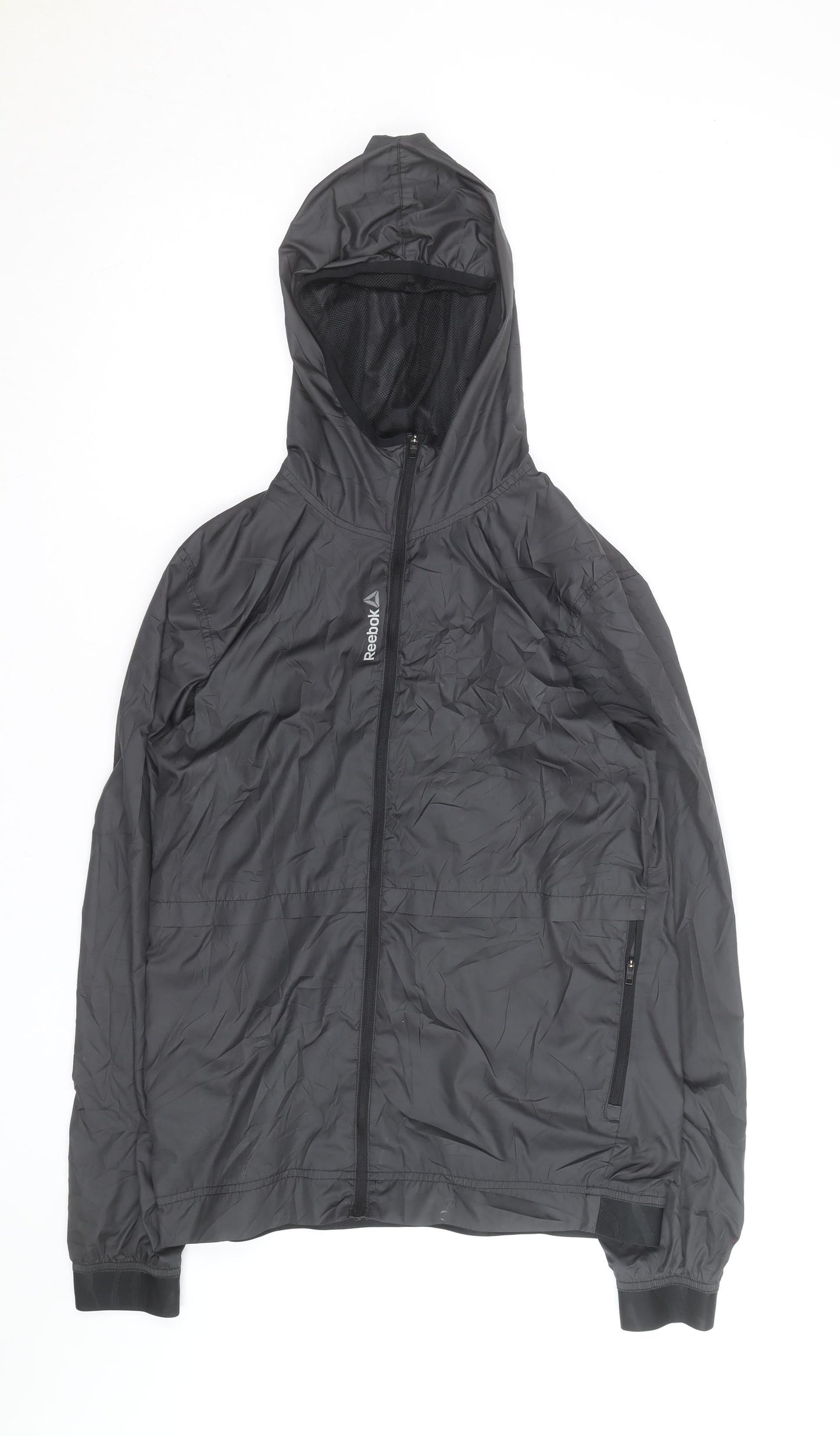 Reebok Men's Black Small Hooded Lightweight Windbreaker Jacket