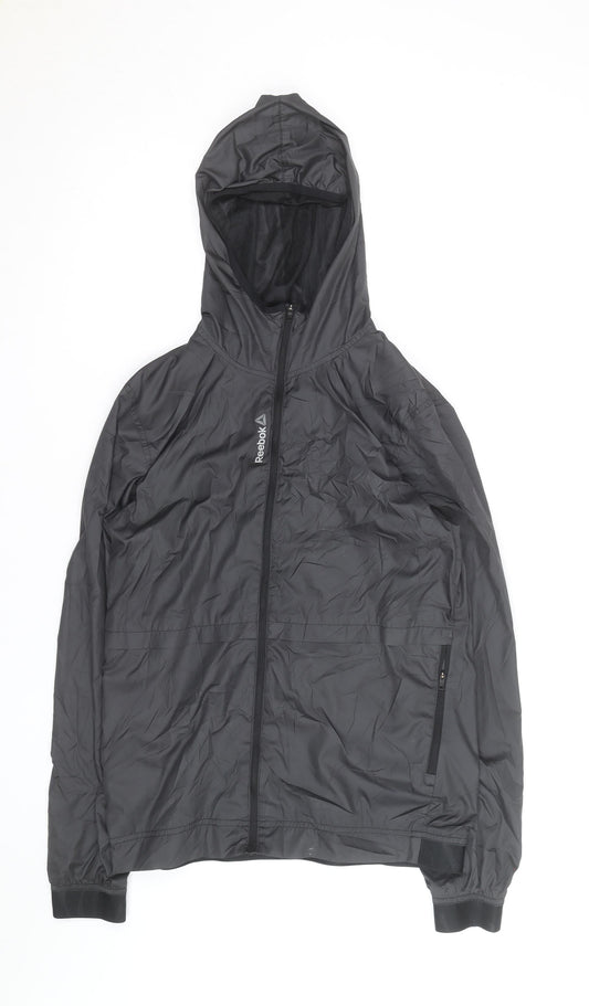 Reebok Men's Black Small Hooded Lightweight Windbreaker Jacket