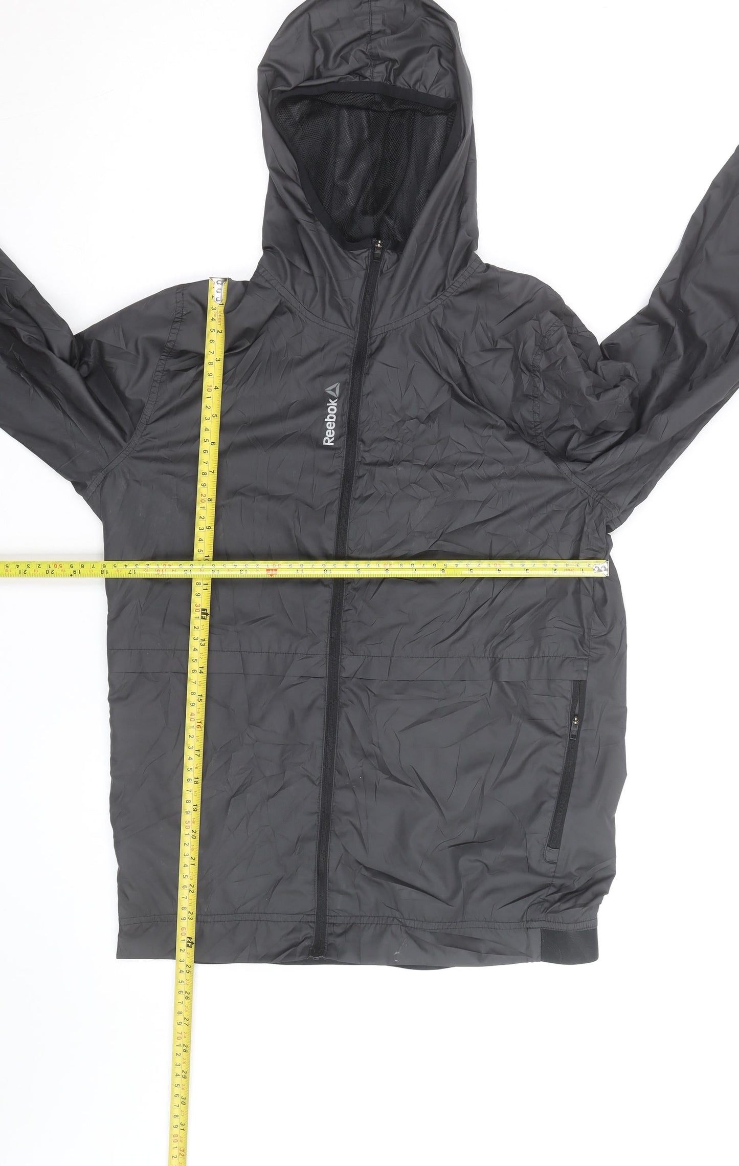 Reebok Men's Black Small Hooded Lightweight Windbreaker Jacket