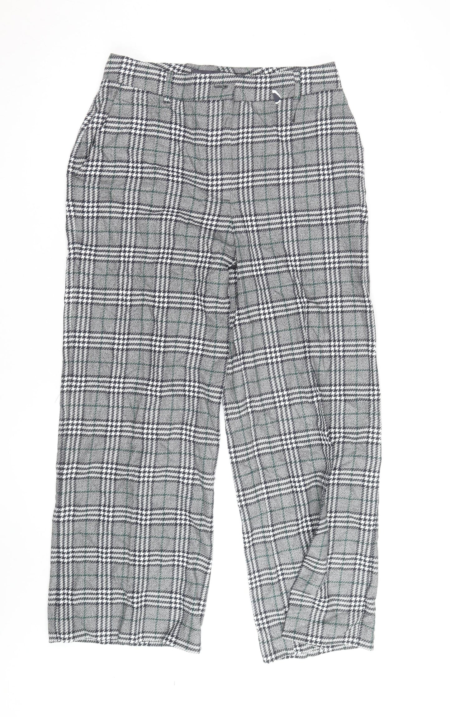 Marks and Spencer Women’s Grey Check Straight Trousers Size 14