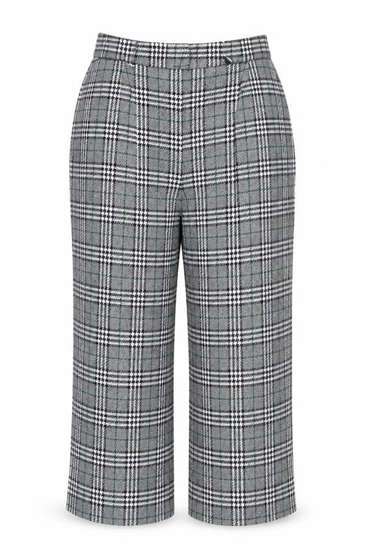 Marks and Spencer Women’s Grey Check Straight Trousers Size 14