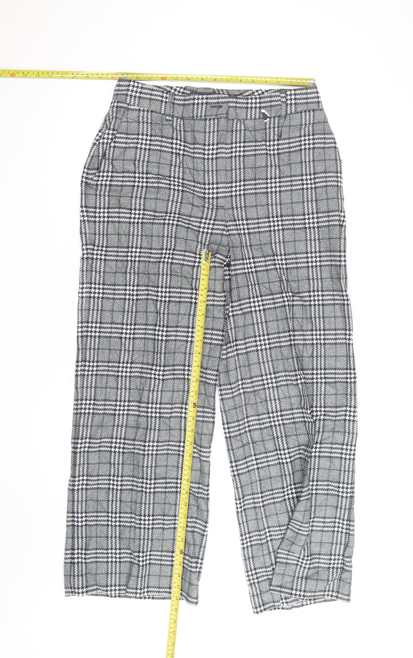Marks and Spencer Women’s Grey Check Straight Trousers Size 14