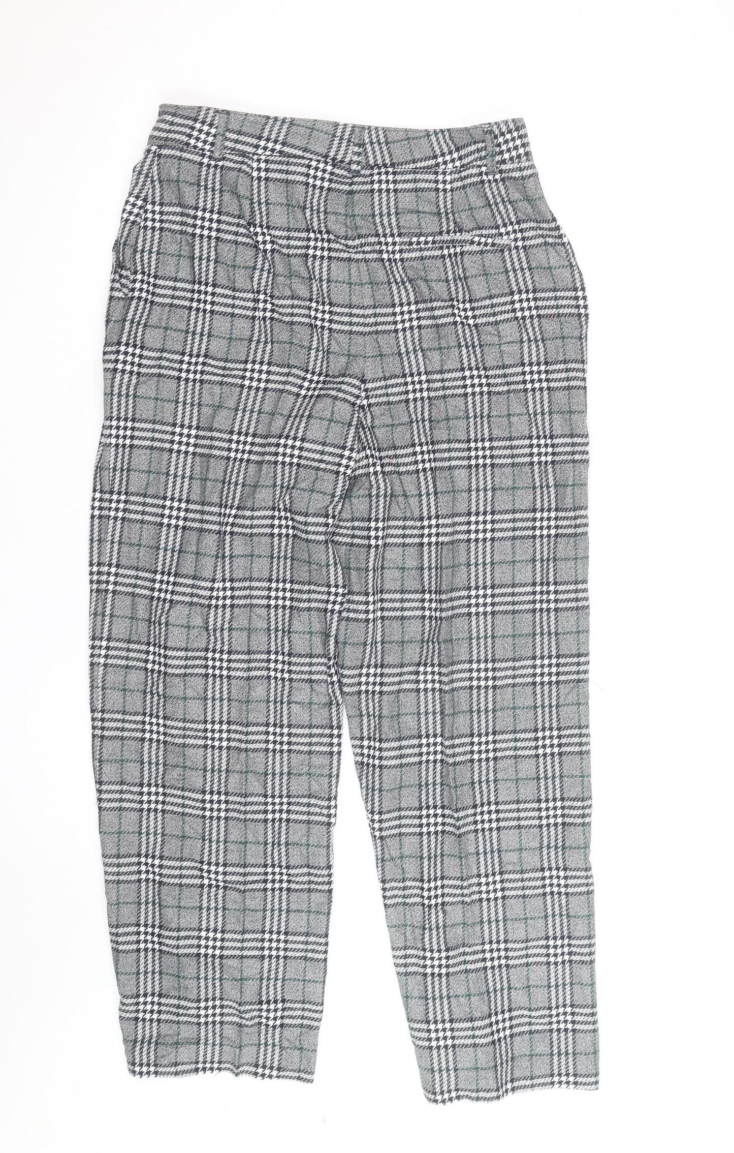 Marks and Spencer Women’s Grey Check Straight Trousers Size 14