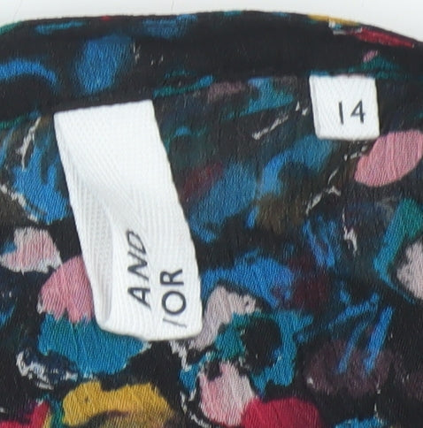 AND/OR Womens Multicoloured Floral Viscose Tunic Blouse Size 14