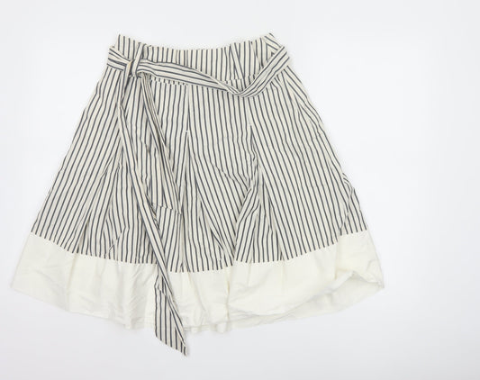Joules Women’s White Striped A-Line Cotton Skirt Size 8