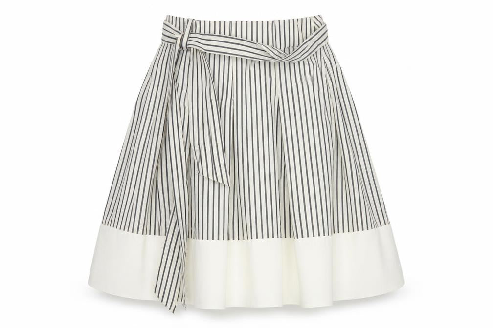 Joules Women’s White Striped A-Line Cotton Skirt Size 8